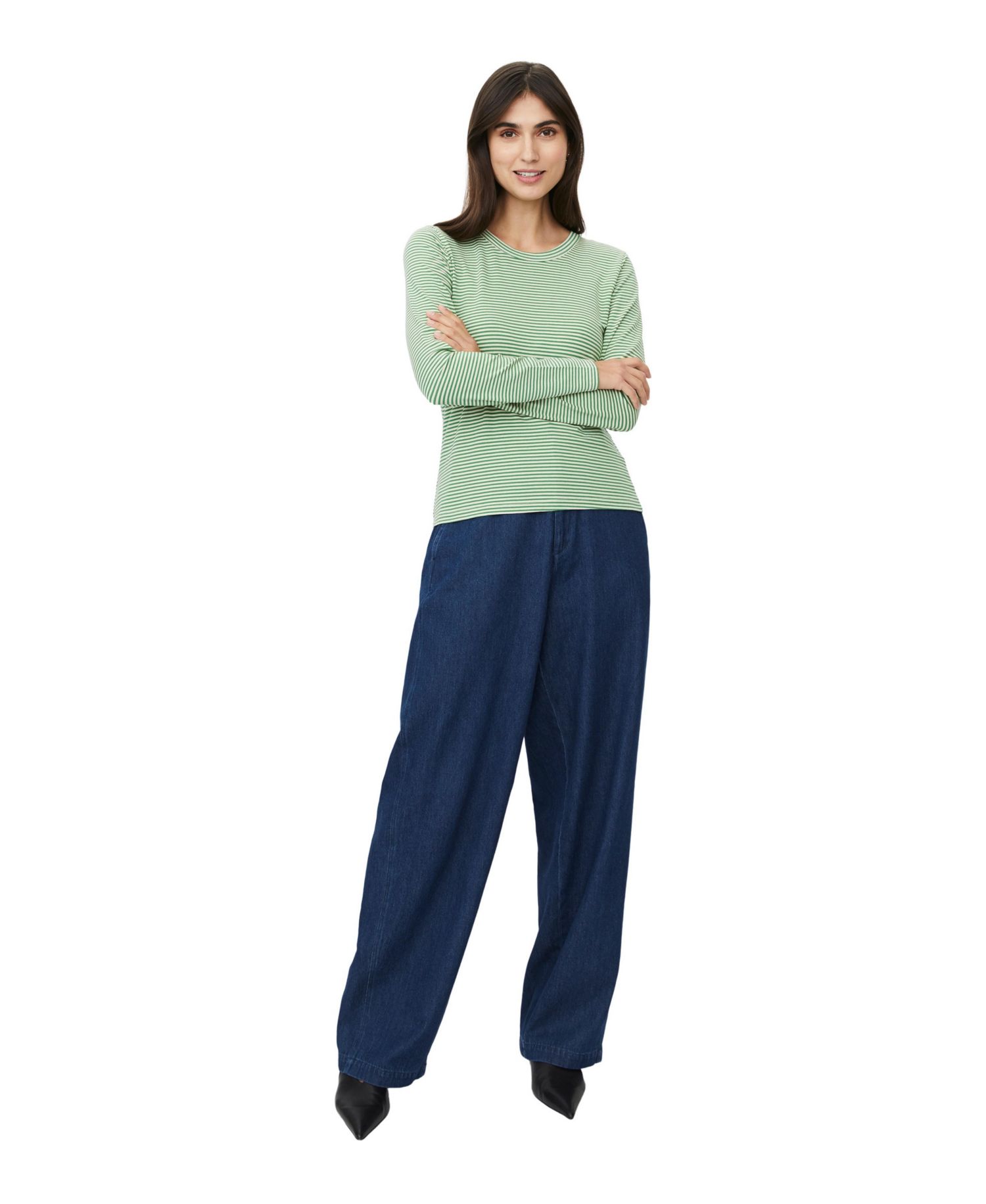 Women's Daritha Long-Sleeve Striped Crewneck T-Shirt