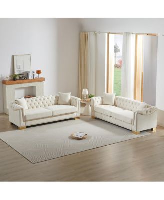  Chesterfield Velvet 3+3 Seater Sofa Set