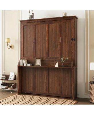  Queen Size Wood Murphy Bed with Gas Struts