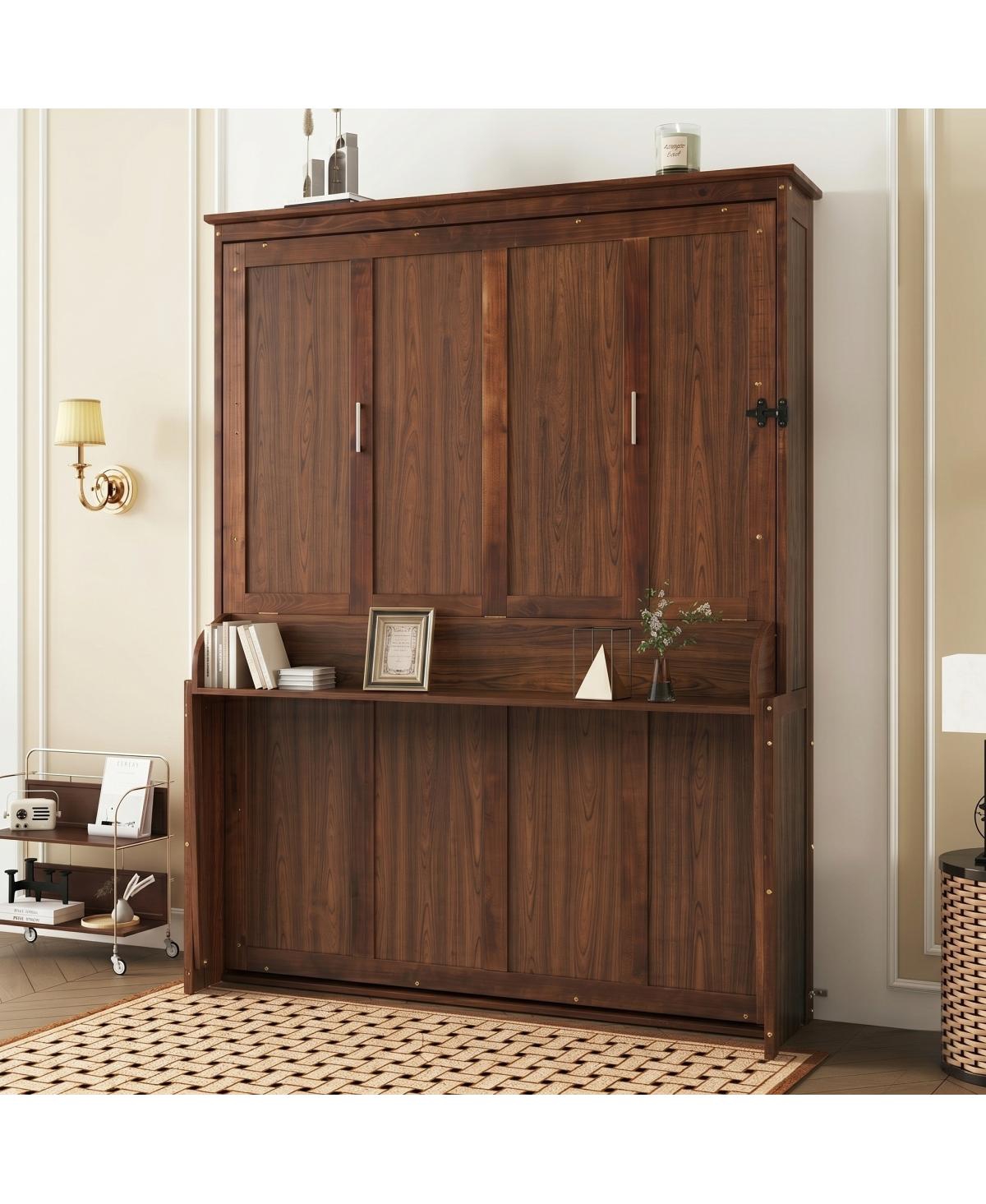 Streamdale Furniture Queen Size Wood Murphy Bed with Gas Struts