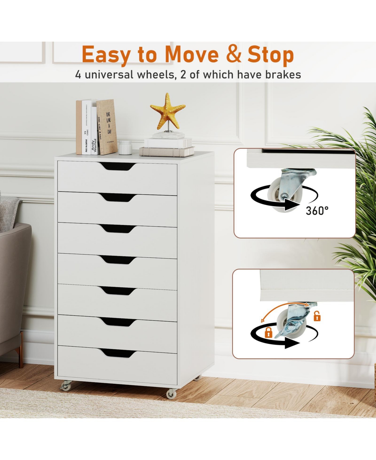 Mecale 7-Drawer Mobile Storage Chest with Wheels