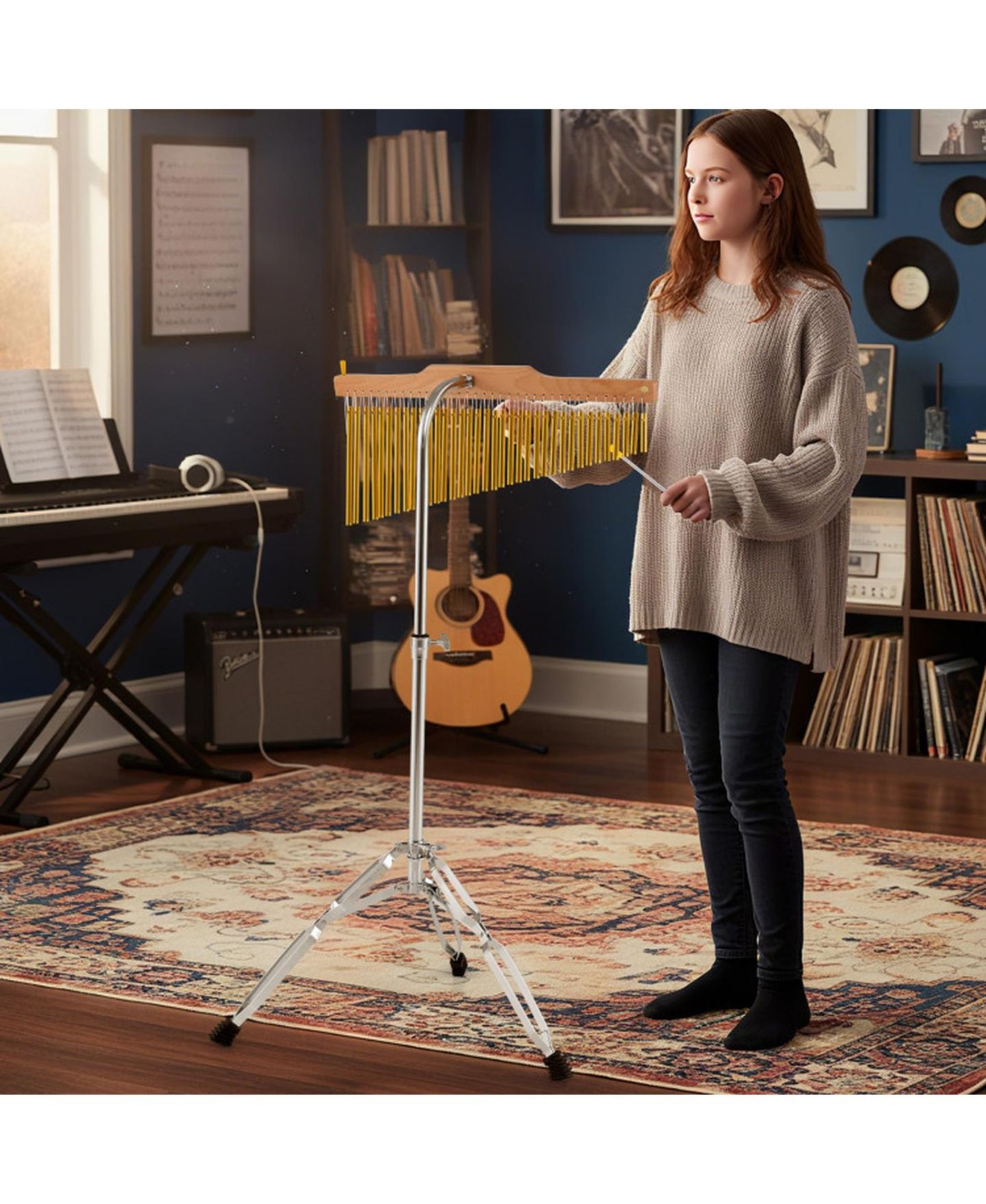Детские игрушки SUGIFT 36-Bar Single-Row Height-Adjustable Orchestra Chimes with Folding Tripod, Ages 8+, цвет: Золотой — фото 2