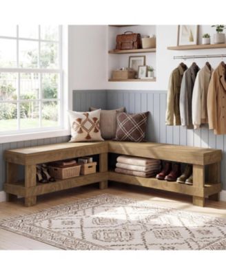 L-Shaped Bench with Storage,61" Corner Breakfast Nook Bench