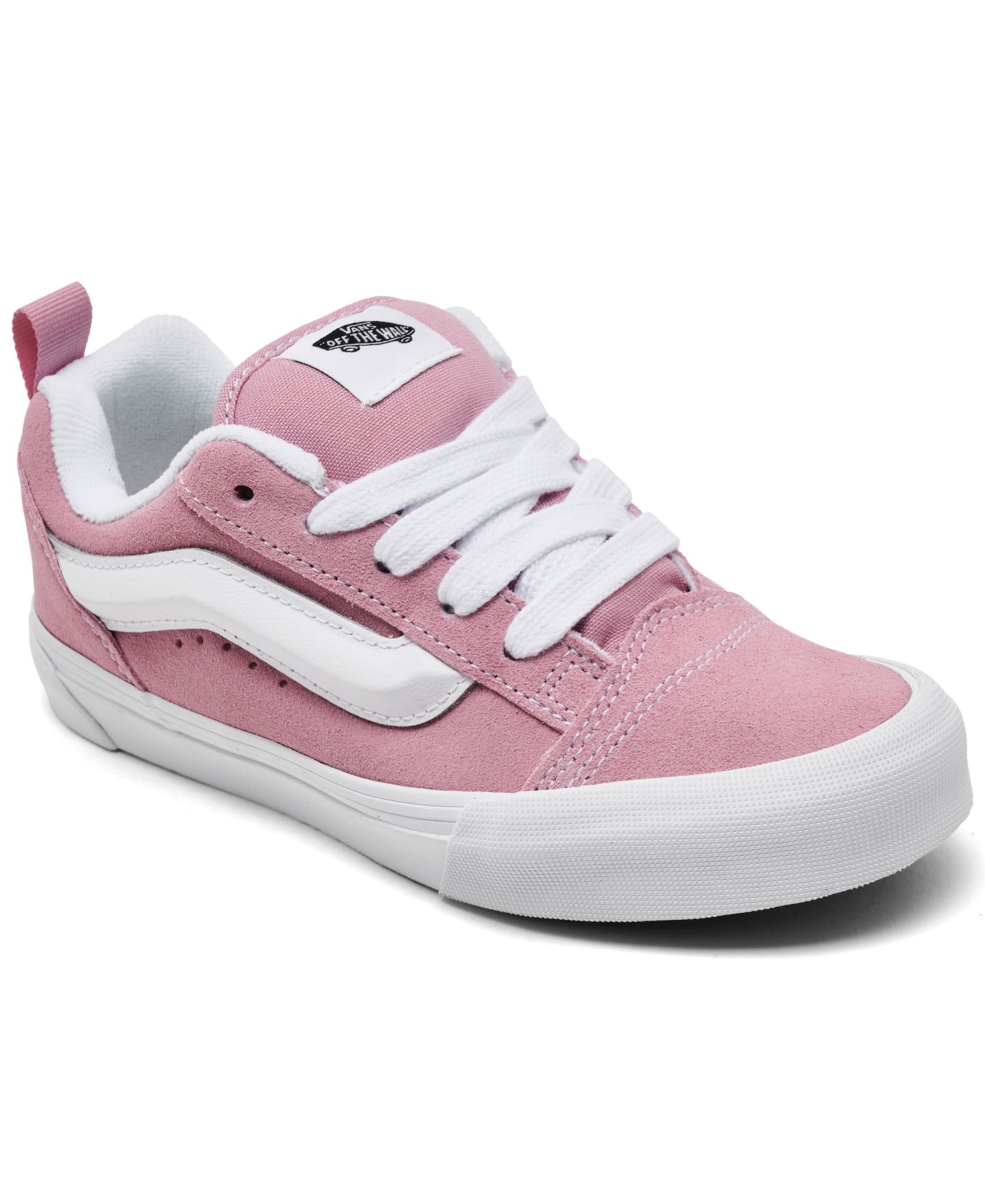 Кроссовки Vans Knu Skool Puffy Tongue and Ankle Collar Oversized Laces Sneakers from Finish Line для девочек, цвет: Розовый — фото 1