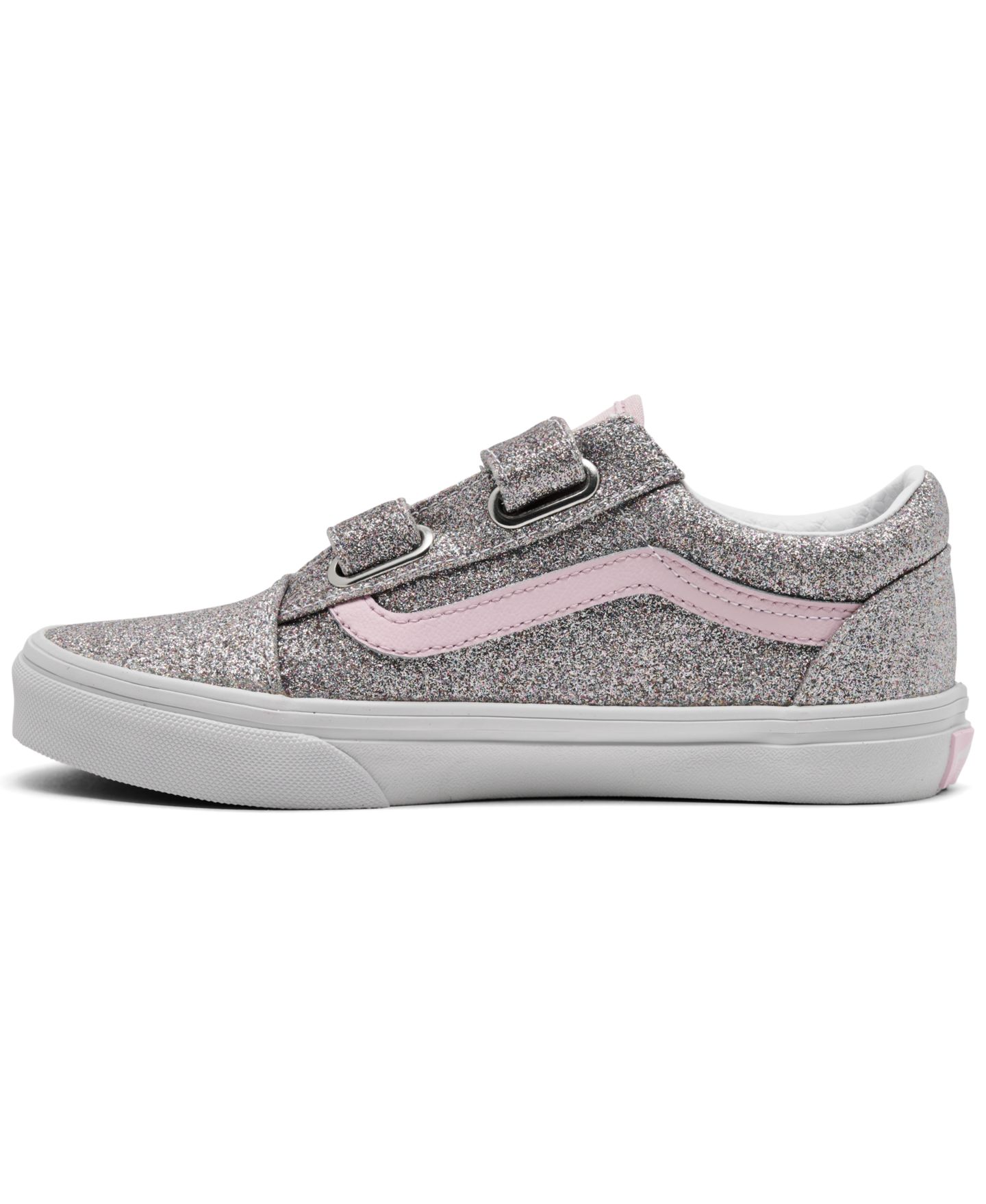 Детские кроссовки Vans Little Boys' and Girls' Old Skool V Low-Top Retro Classic, цвет: Glitter Silve,Pale — фото 3
