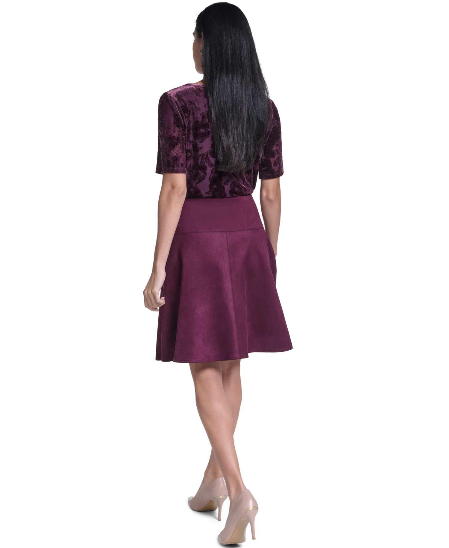 Women's A-Line High-Waisted Knee-Length Skirt