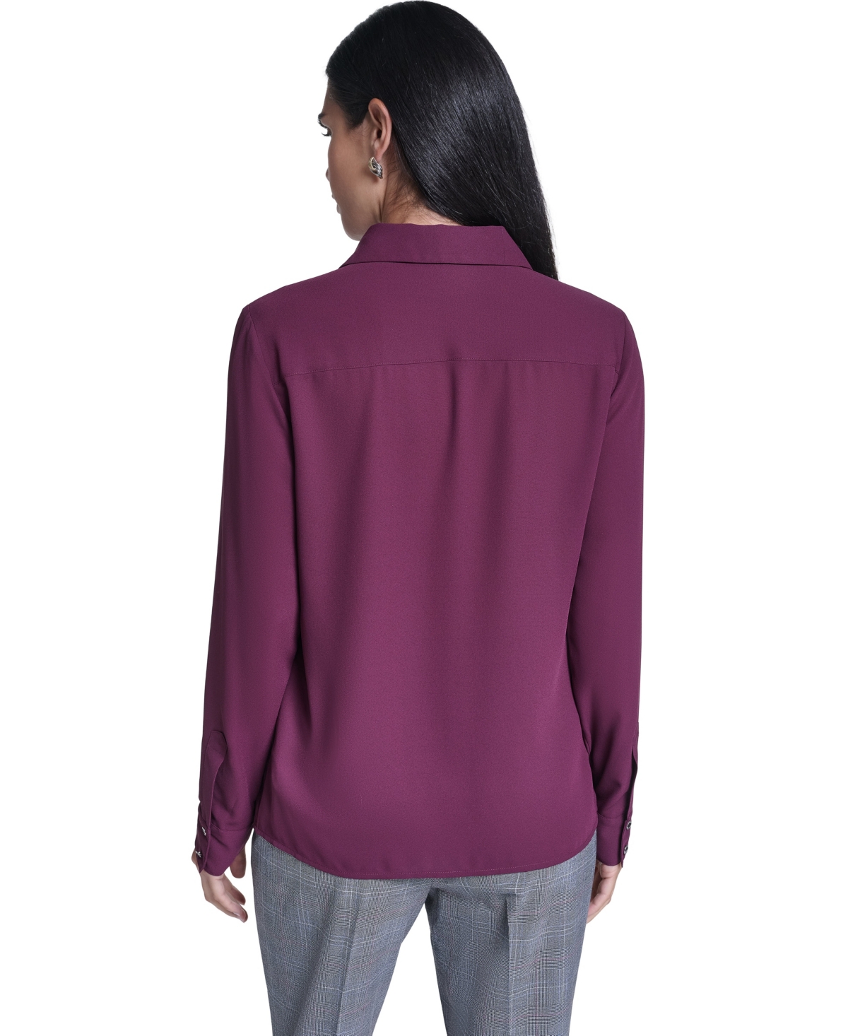 Calvin Klein Women's Ruffle-Front Long-Sleeve Blouse