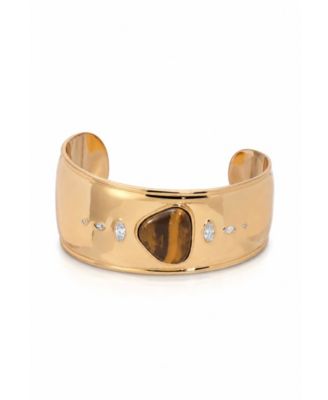 18k Gold-Plated Tiger's Eye Solstice Thick Cuff Bracelet