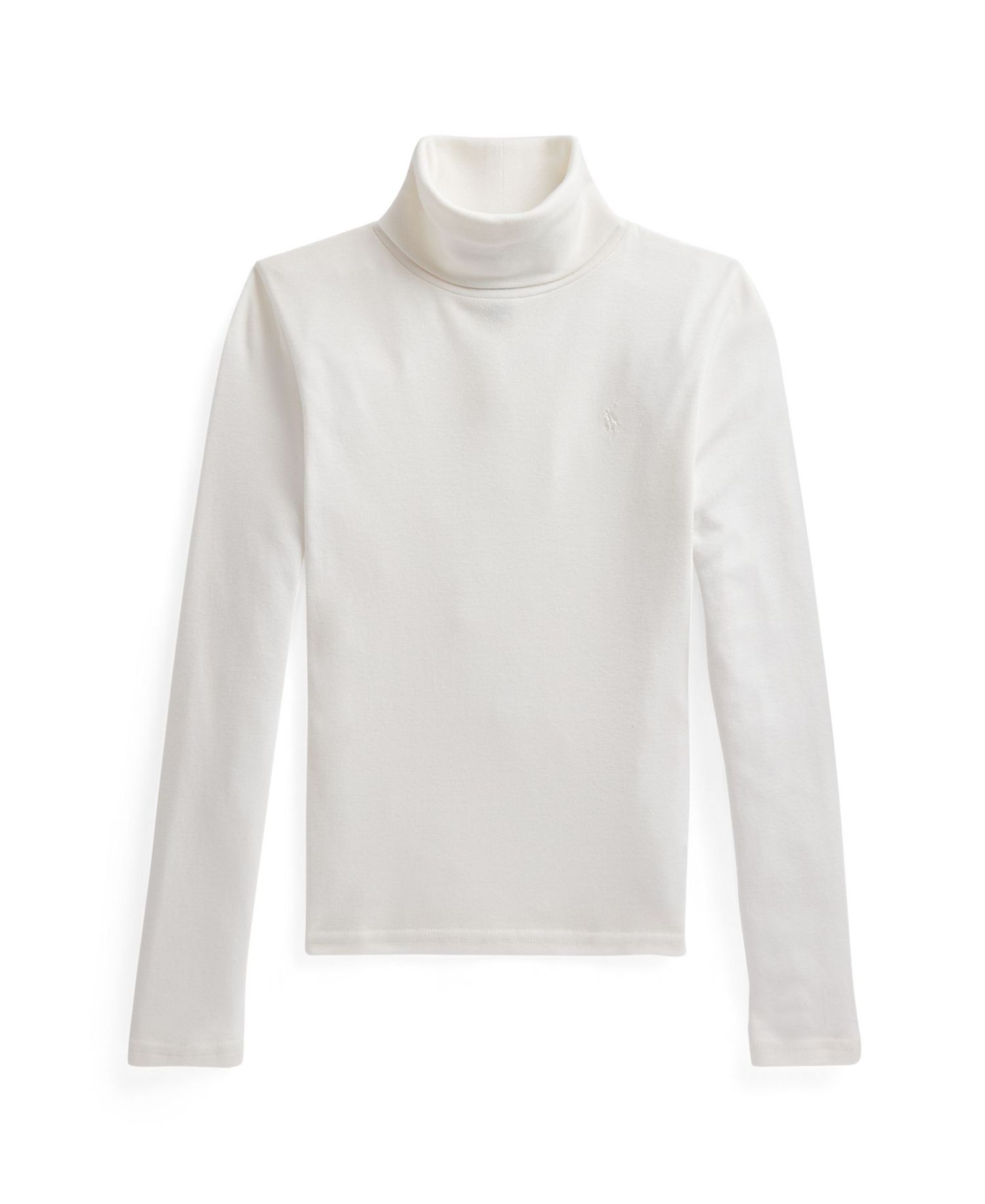 Girls' 4-16 Ribbed Long-Sleeve Cotton-Blend Turtleneck T-Shirt