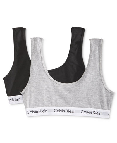 Calvin Klein 2-Pk. Modern Crop Bras, Little Girls (4-6X) & Big Girls (7 ...