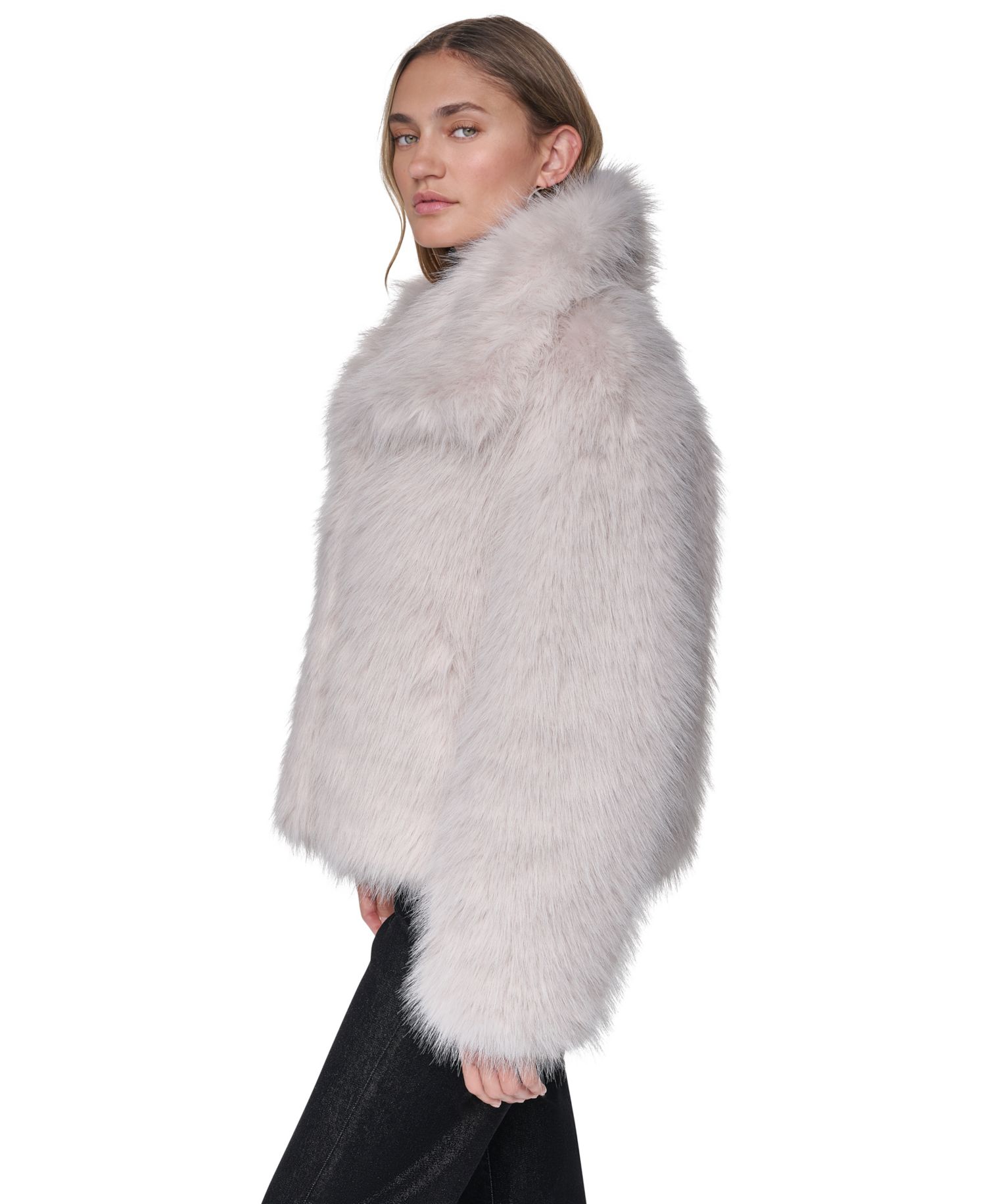 Women's Shawl-Collar Faux Fur Jacket