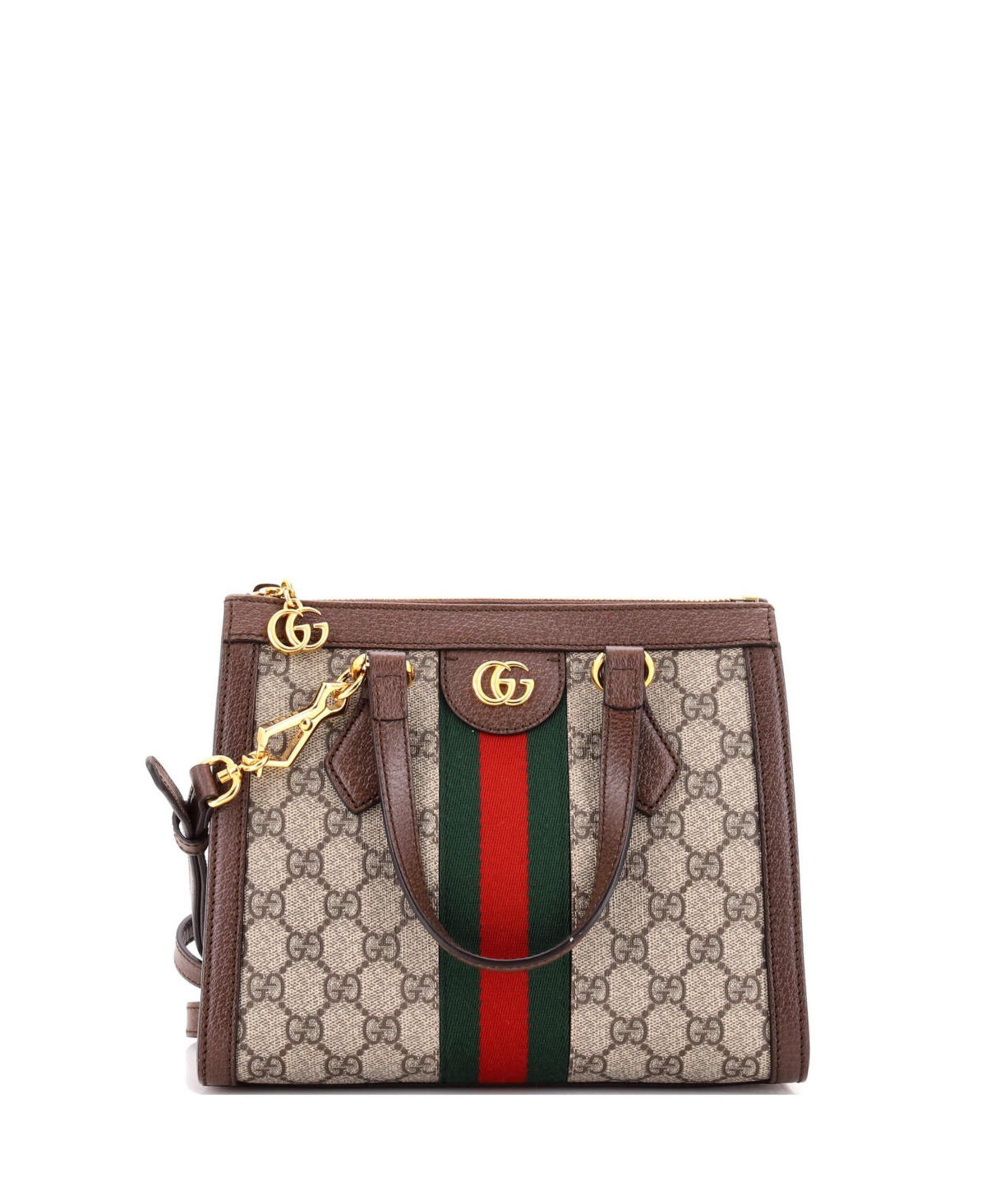 Pre-Owned Gucci Small Ophidia Top Handle Tote Gg Coated Canvas - Brown
