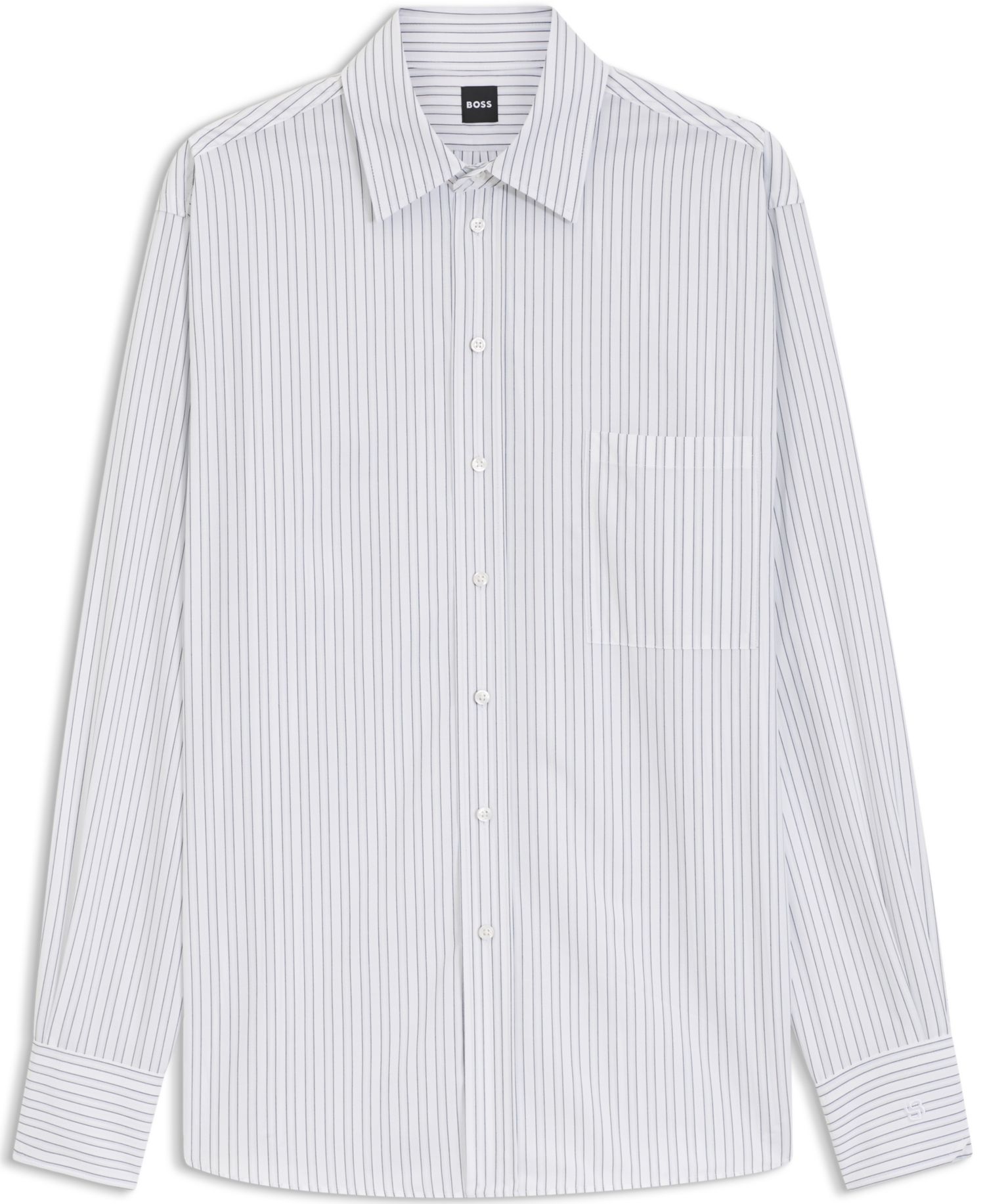 BOSS by Women's Relaxed-Fit Vertical-Stripe Poplin Blouse