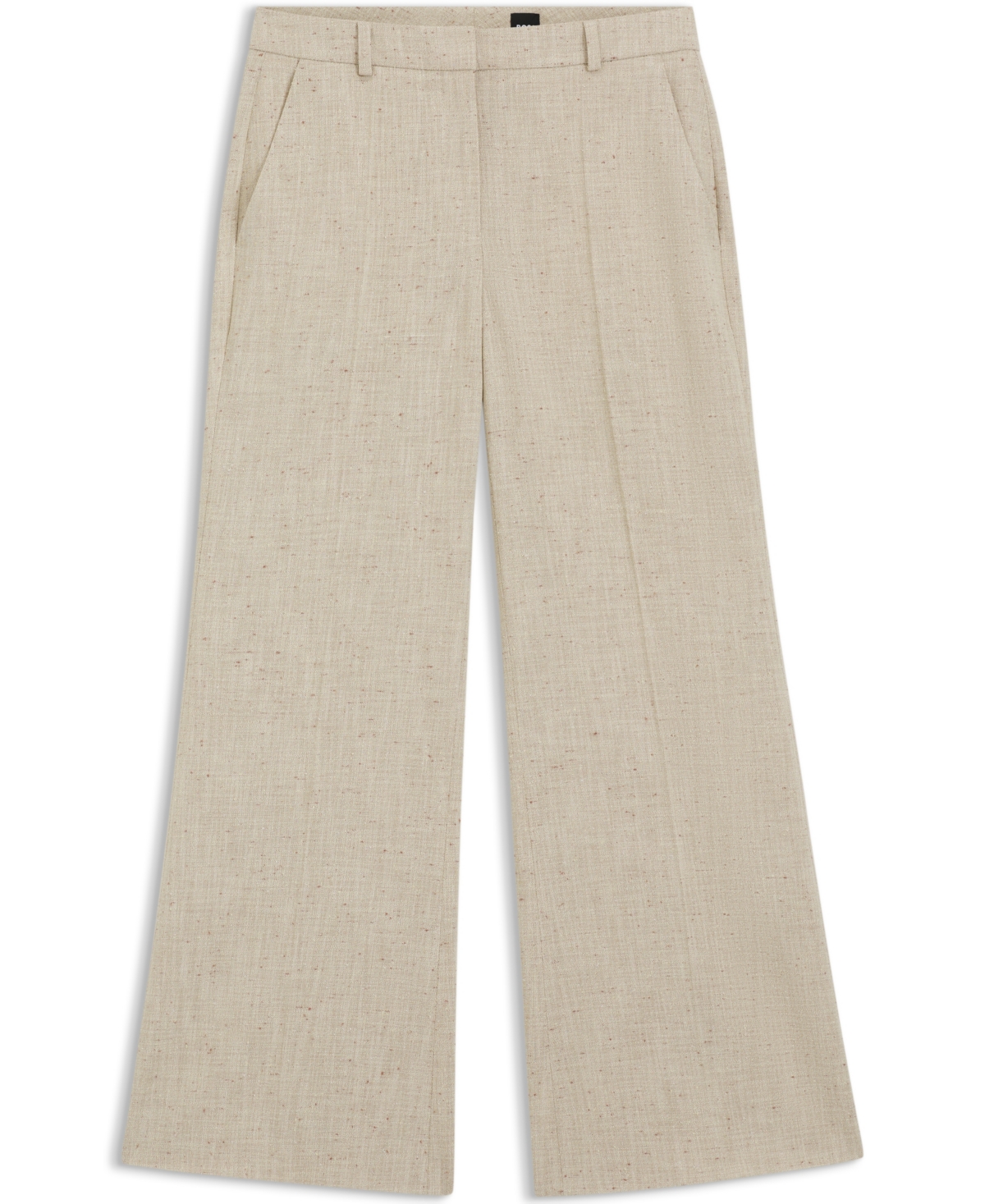 Boss by Hugo Women's Talia-Crop Slub-Weave Cropped Flared-Fit Pants