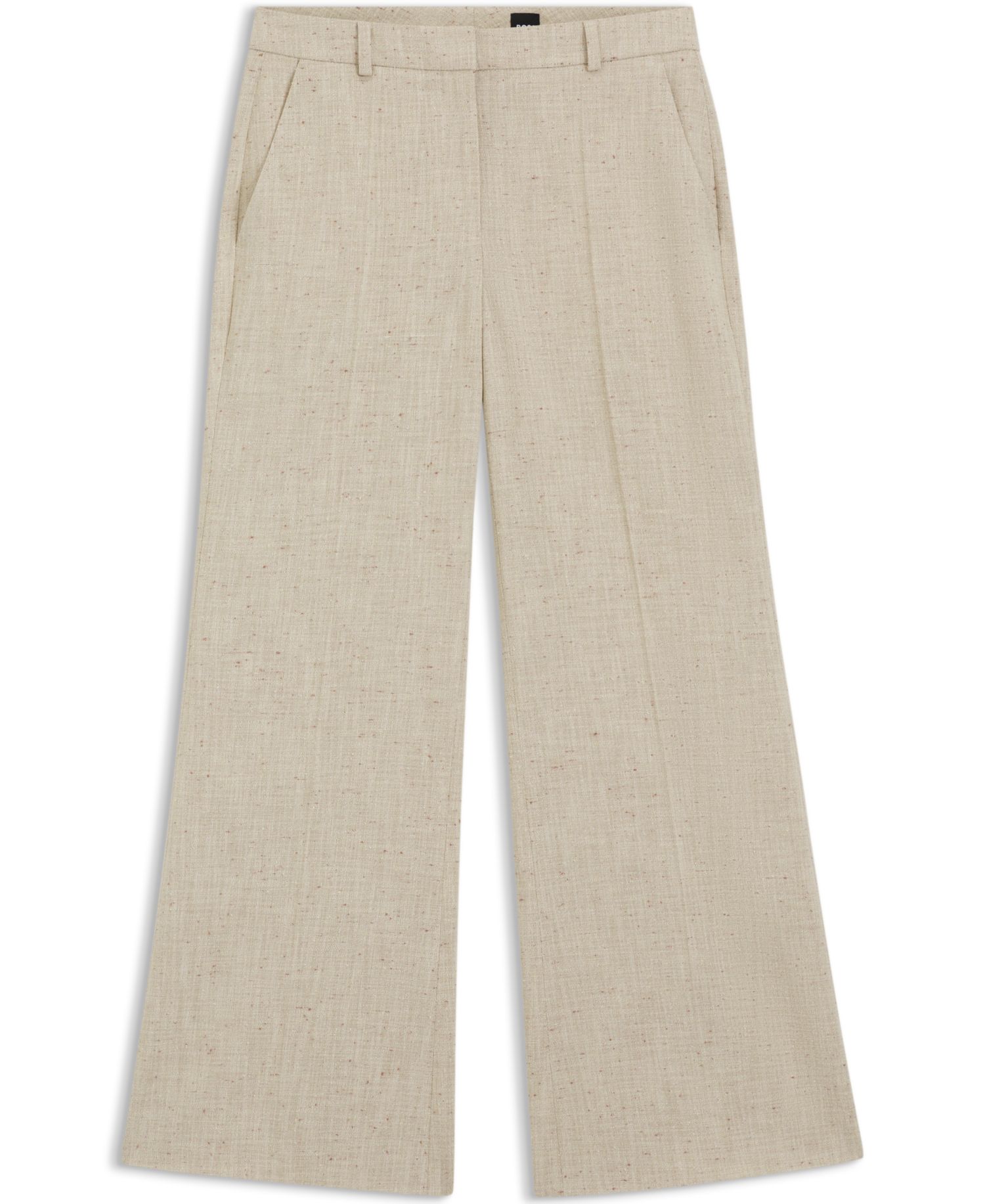BOSS by Women's Talia-Crop Slub-Weave Cropped Flared-Fit Pants