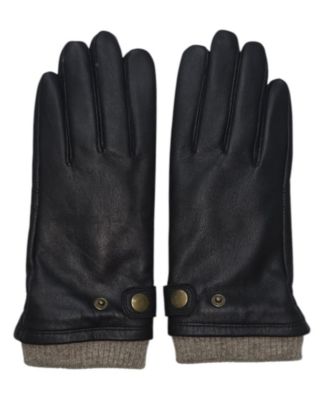 Men's Leather Cashmere-Lined Touchscreen Gloves