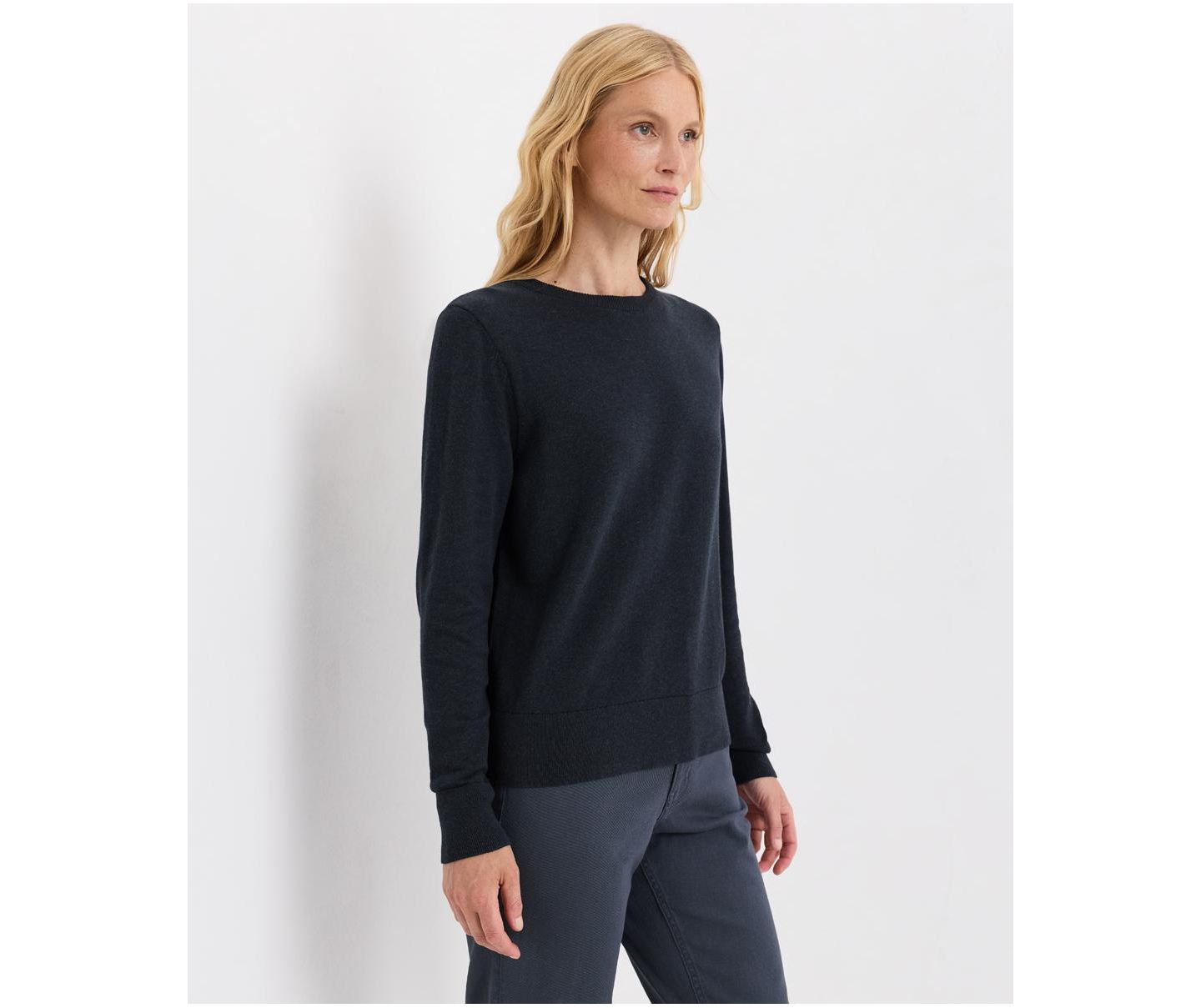 Женский свитер Pact Organic Cotton Essential Crew Neck, цвет: Синий меланжевый — фото 4