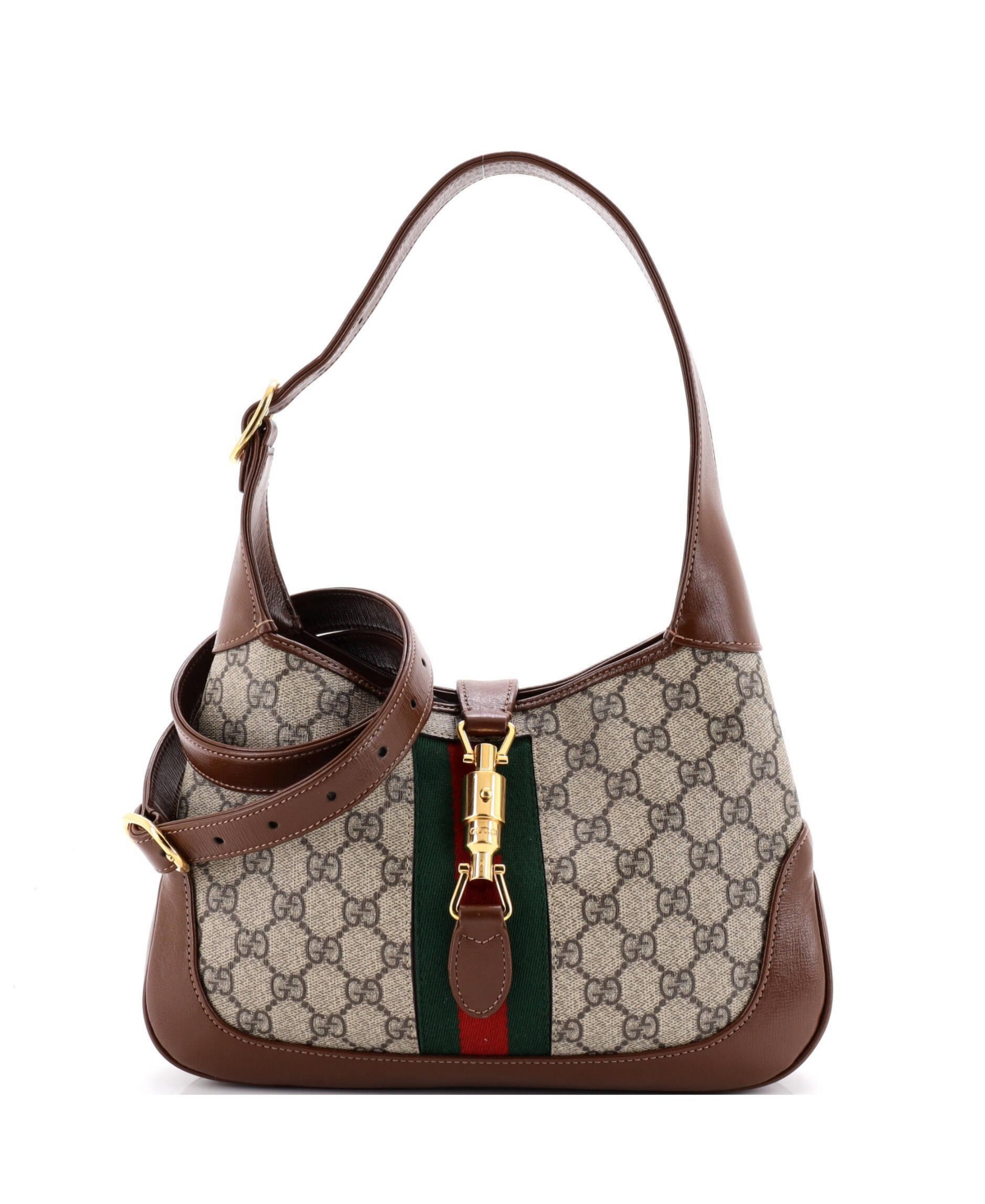 Pre-Owned Gucci Small Jackie 1961 Hobo Gg Coated Canvas - Brown