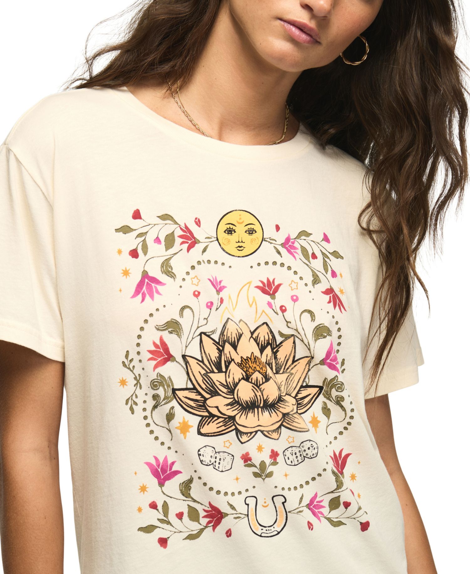 Women's Painted Lotus Boyfriend Graphic T-Shirt