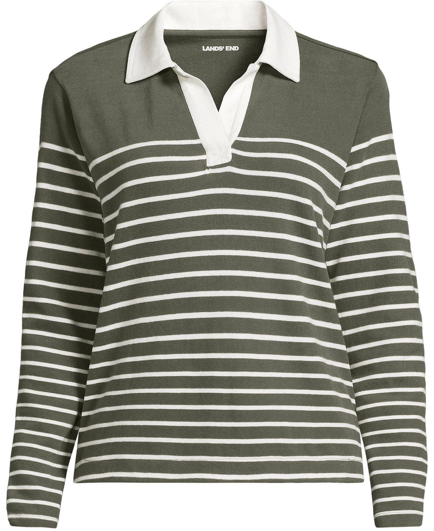 Plus Size Mariner Rugby Long-Sleeve Striped Polo Shirt