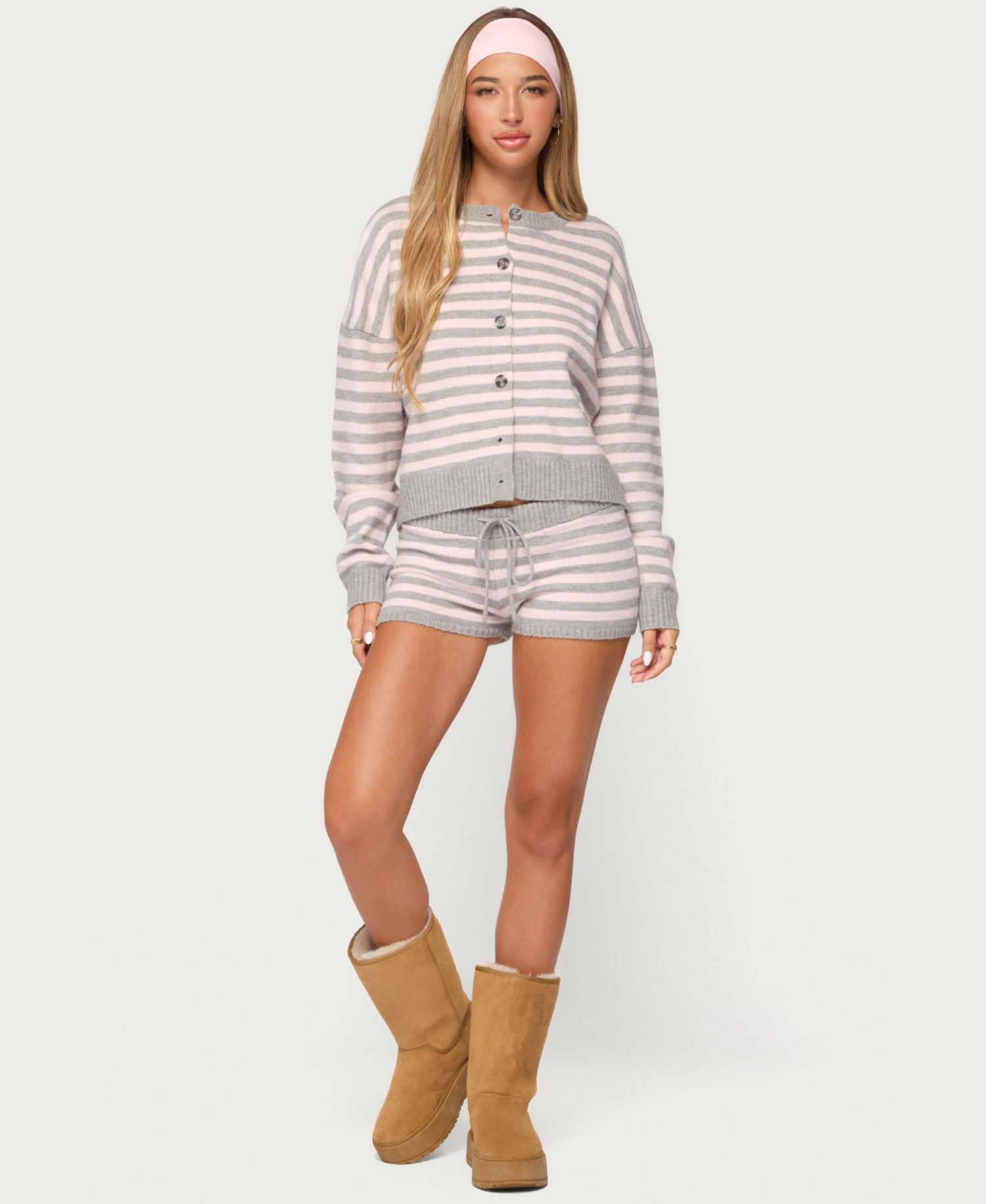 Women's Abra Striped Crewneck Crop Cardigan