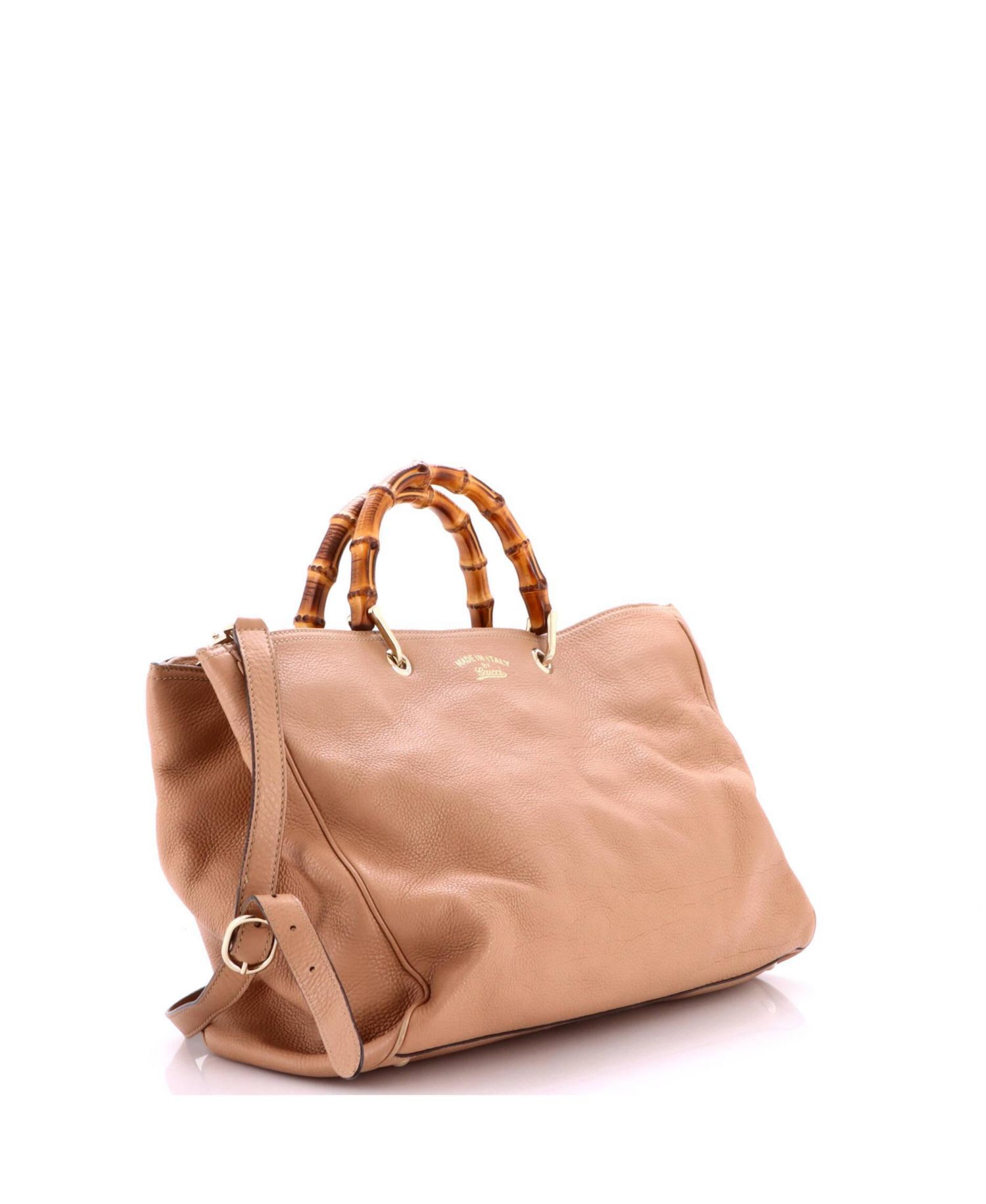 Large Bamboo Shopper Tote Leather