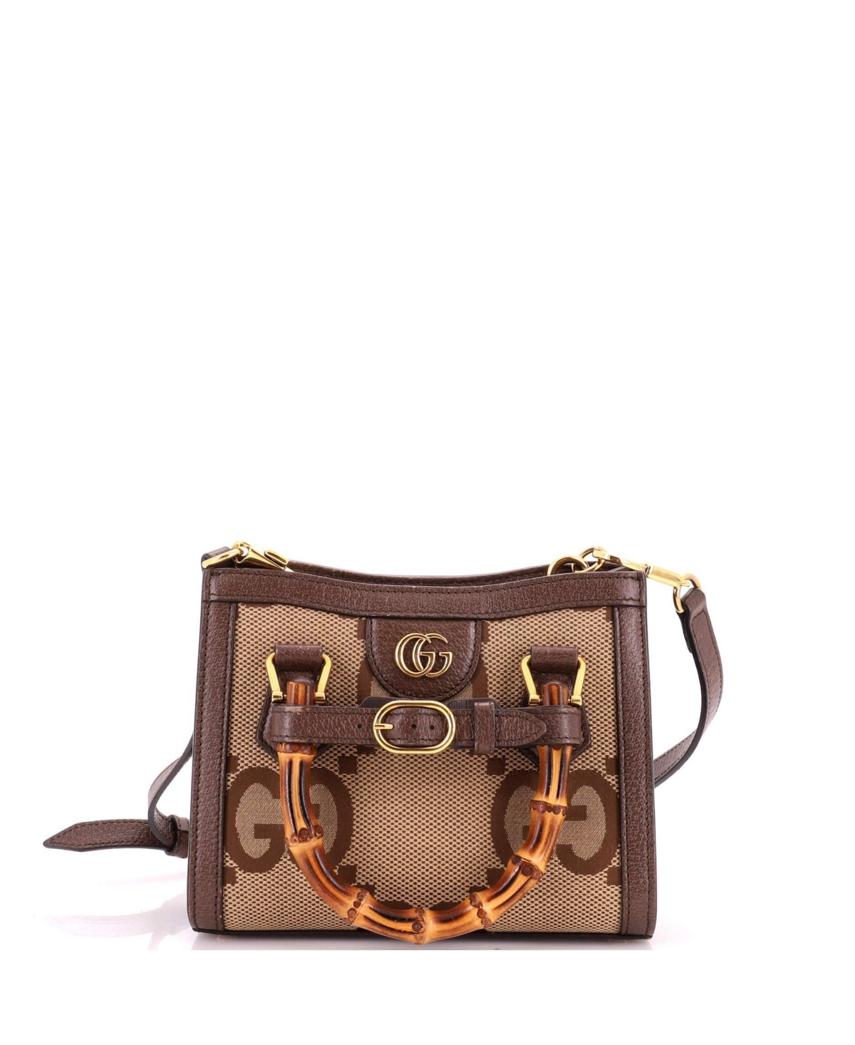 Pre-Owned Gucci Mini Diana Nm Bamboo Handle Tote Jumbo Gg Canvas - Brown