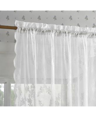 Lillemor Vintage Floral Lace Sheer Rod Pocket Curtain Panel Pair