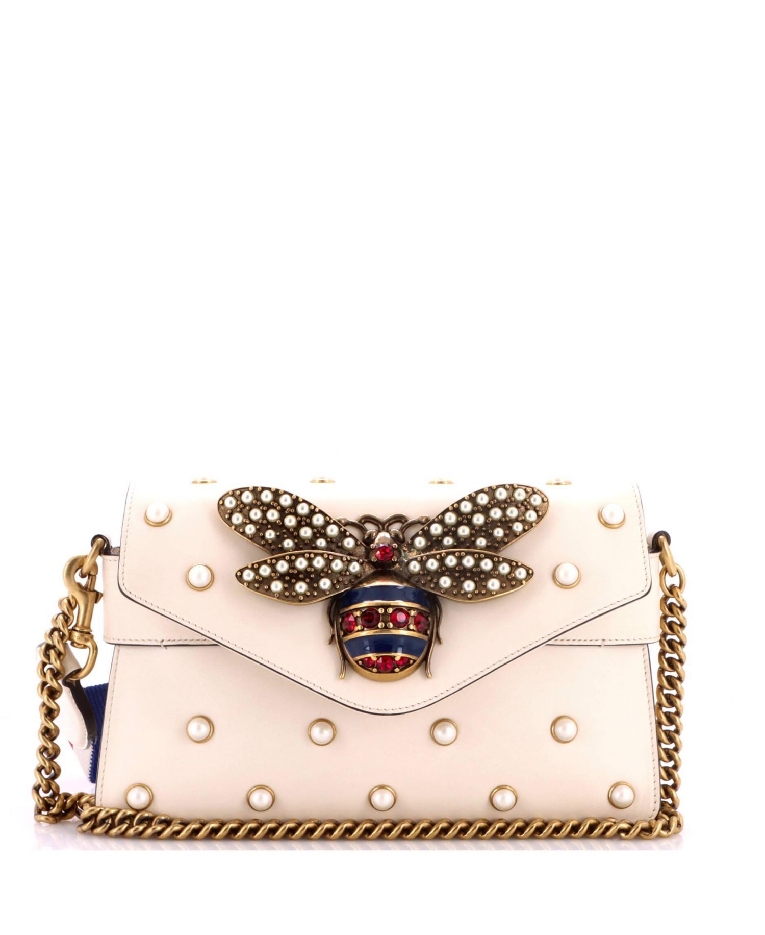 Mini Broadway Pearly Bee Shoulder Bag Embellished Leather