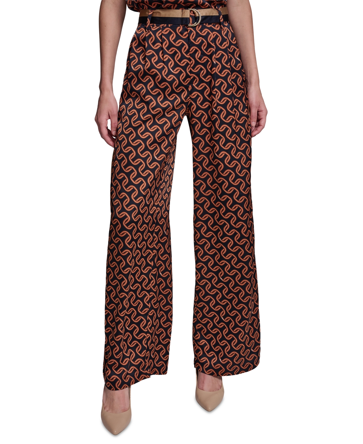 Karl Lagerfeld Paris Women's Polka-Dot Satin Straight-Leg Pants