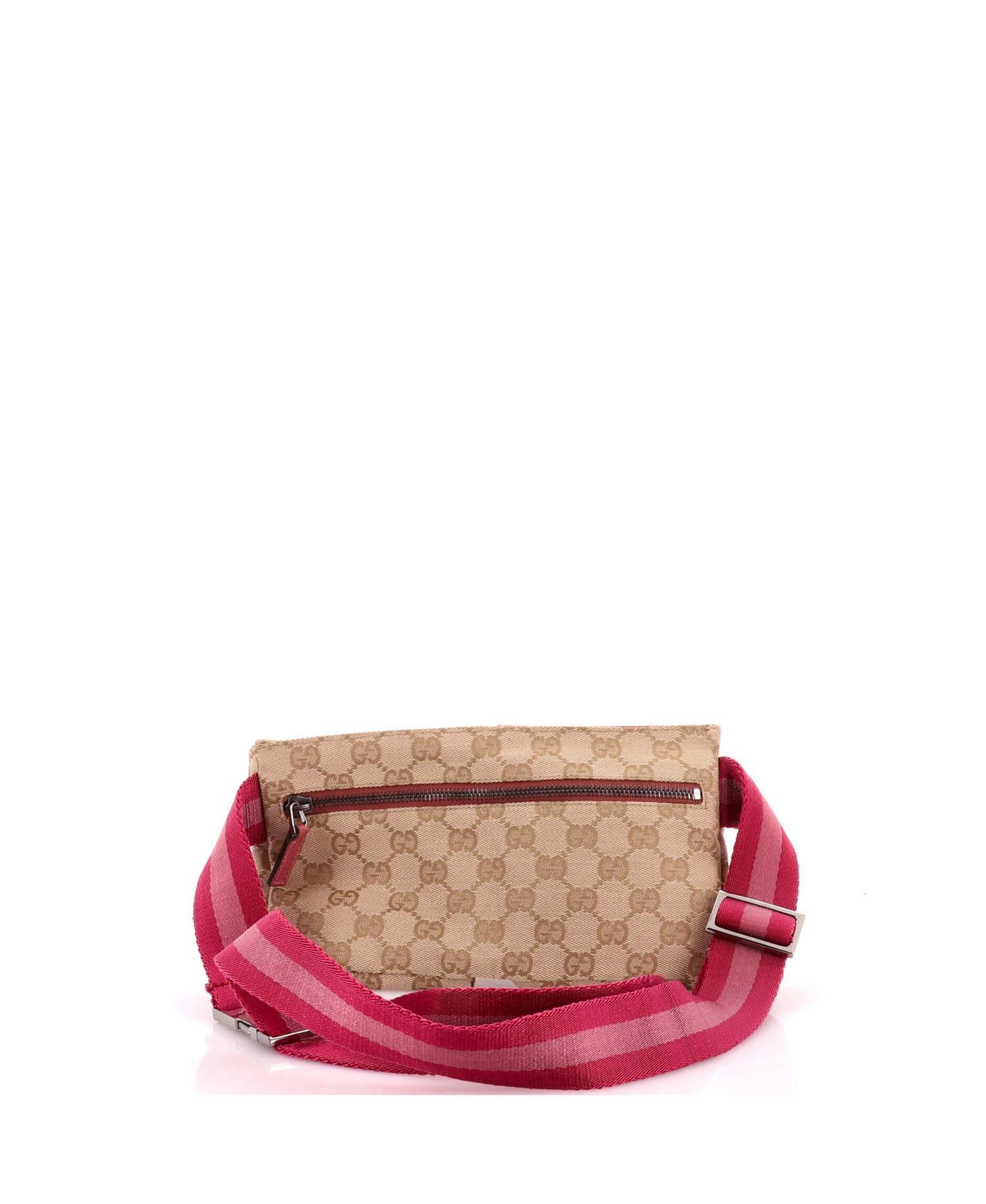 Small Vintage Double Belt Bag GG Canvas with Leather