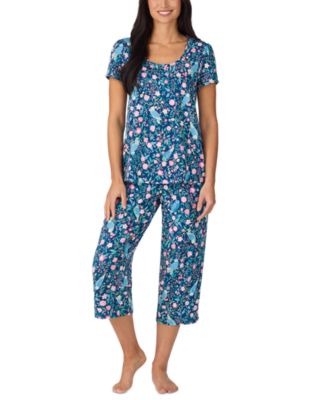 Women's Short-Sleeve Top & Cropped Pants, 2-Piece Pajama Set
