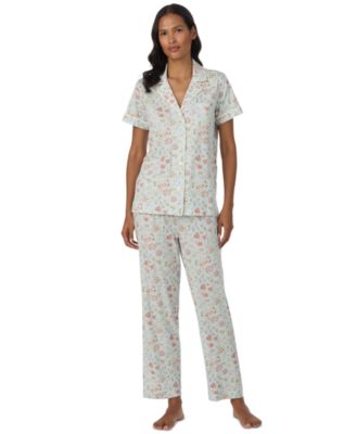 Women's Short-Sleeve Shirt & Pants, 2-Piece Pajama Set