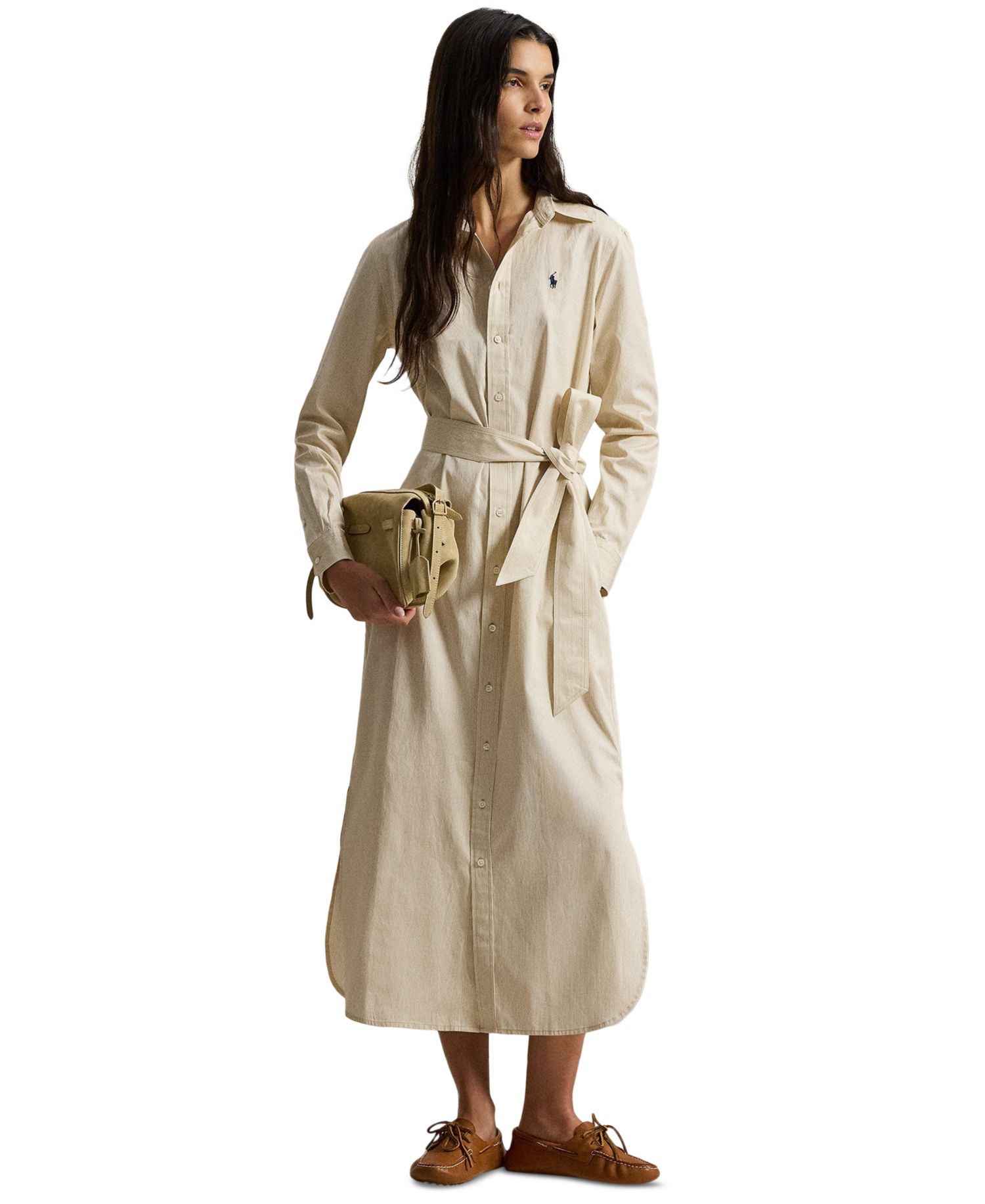 Women's Long-Sleeve Collared Shirt Dress