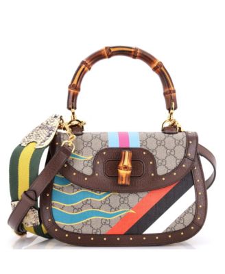 Medium Bamboo 1947 Top Handle Bag Printed GG Coated Canvas and Studded Leather