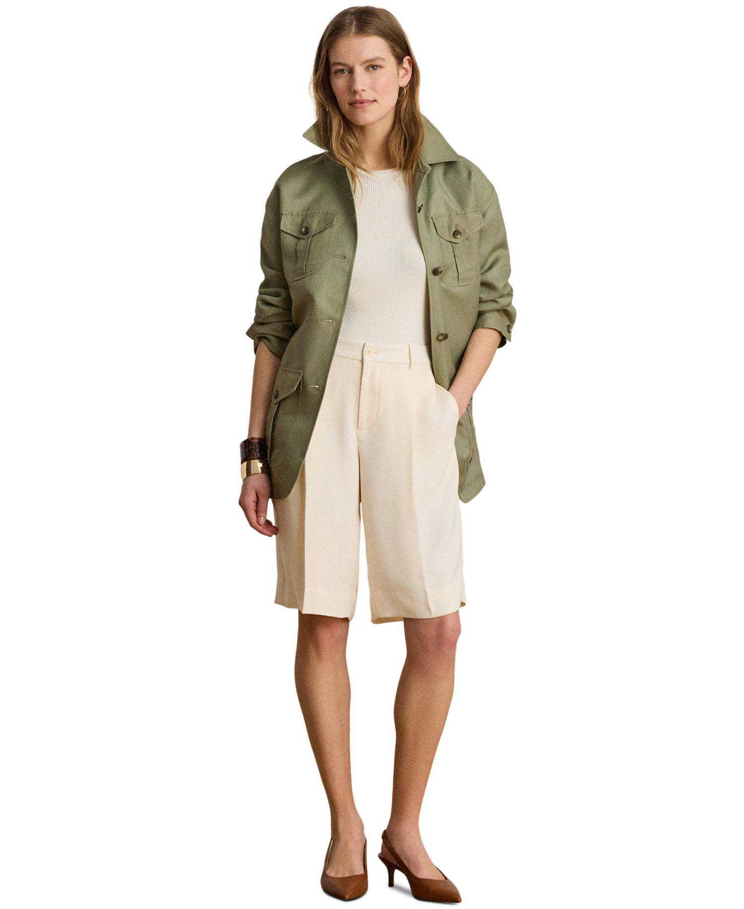 Women's High-Rise Double-Faced Bermuda Shorts