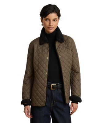 Women's Faux-Sherpa-Collar Quilted Coat, Created for Macy's