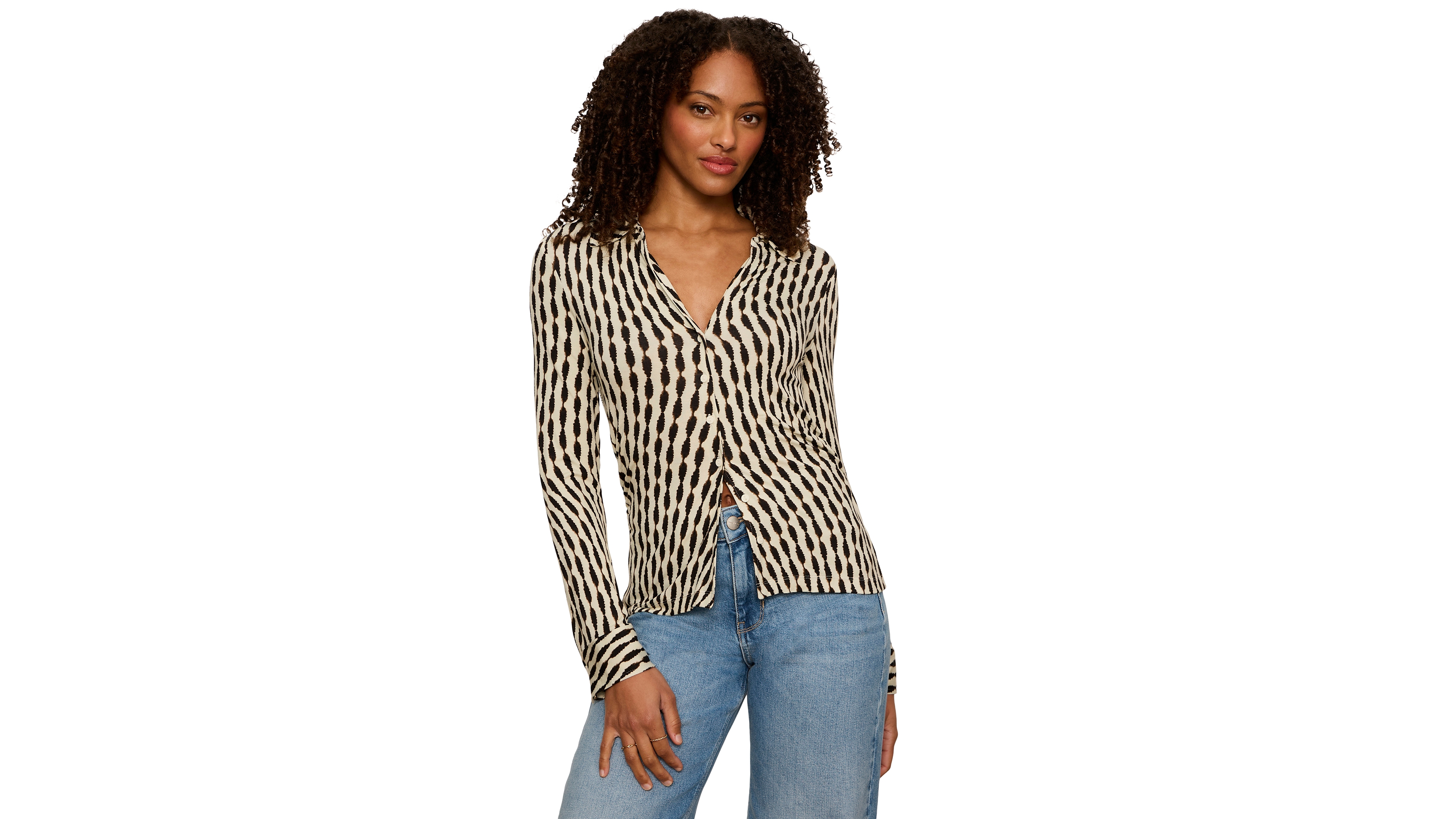 Sanctuary Women's Juno Long-Sleeve Slinky Button-Up Shirt