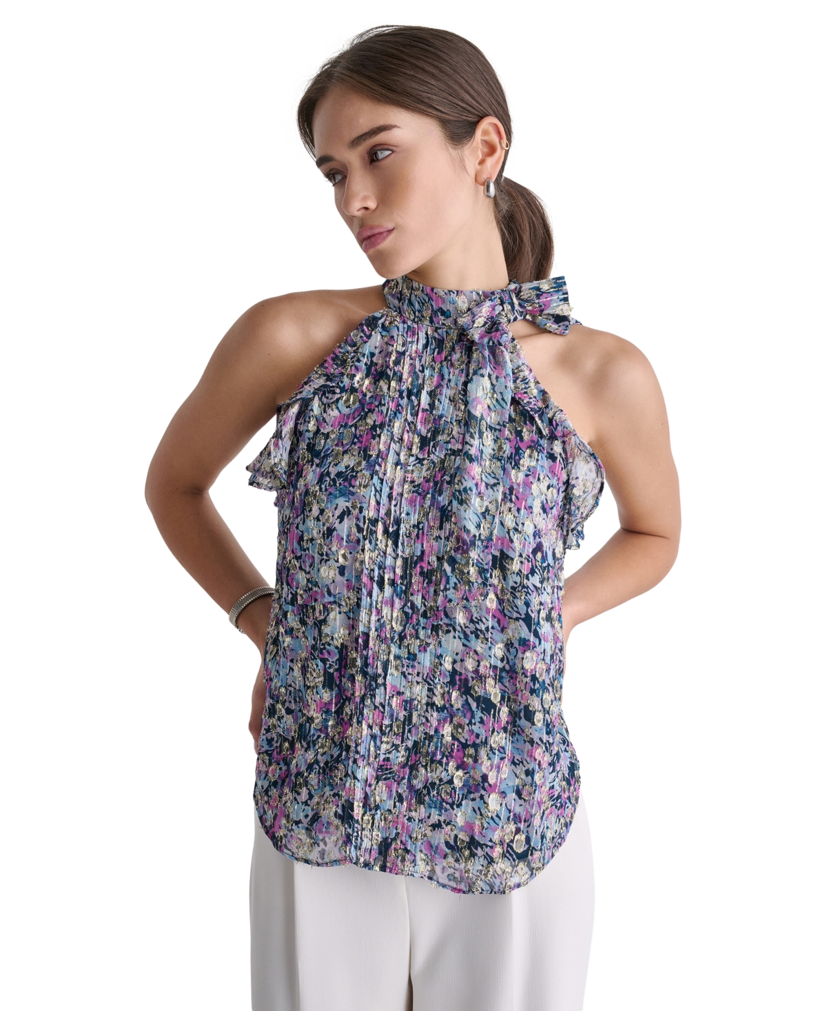 Bcbg Women's Printed Sleeveless Halter Top