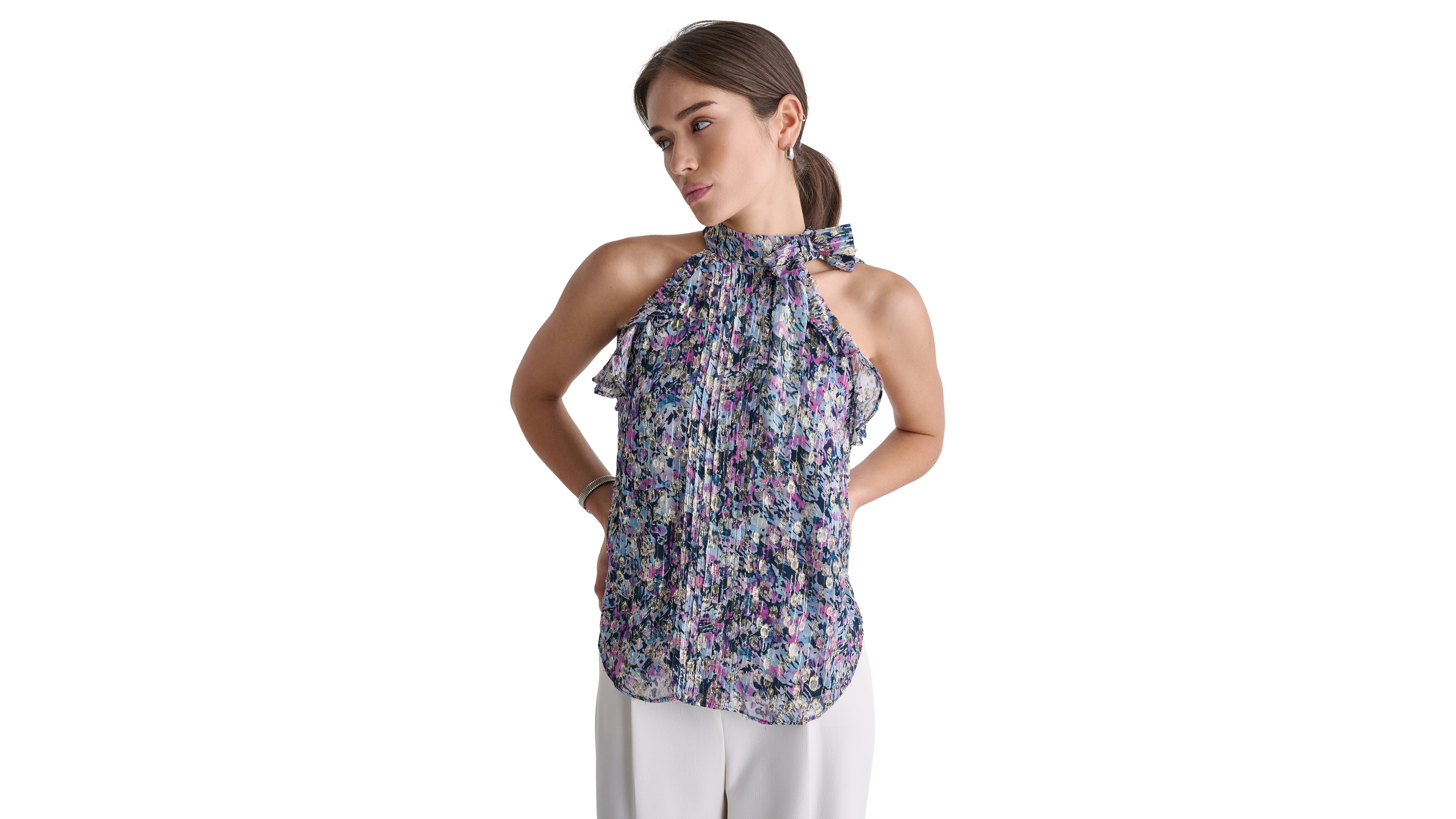 Bcbg Women's Printed Sleeveless Halter Top