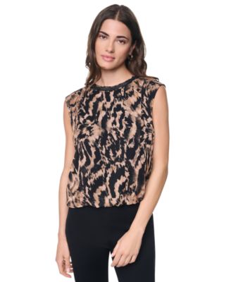 Women's Printed Crinkle Chiffon Sleeveless Top