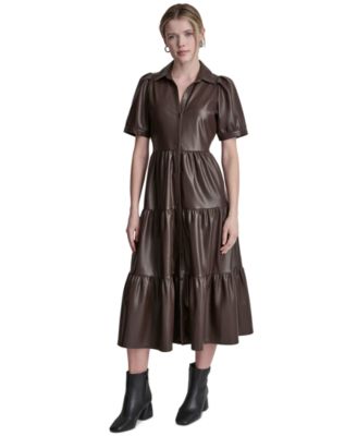 Women's Button-Front Tiered Dress