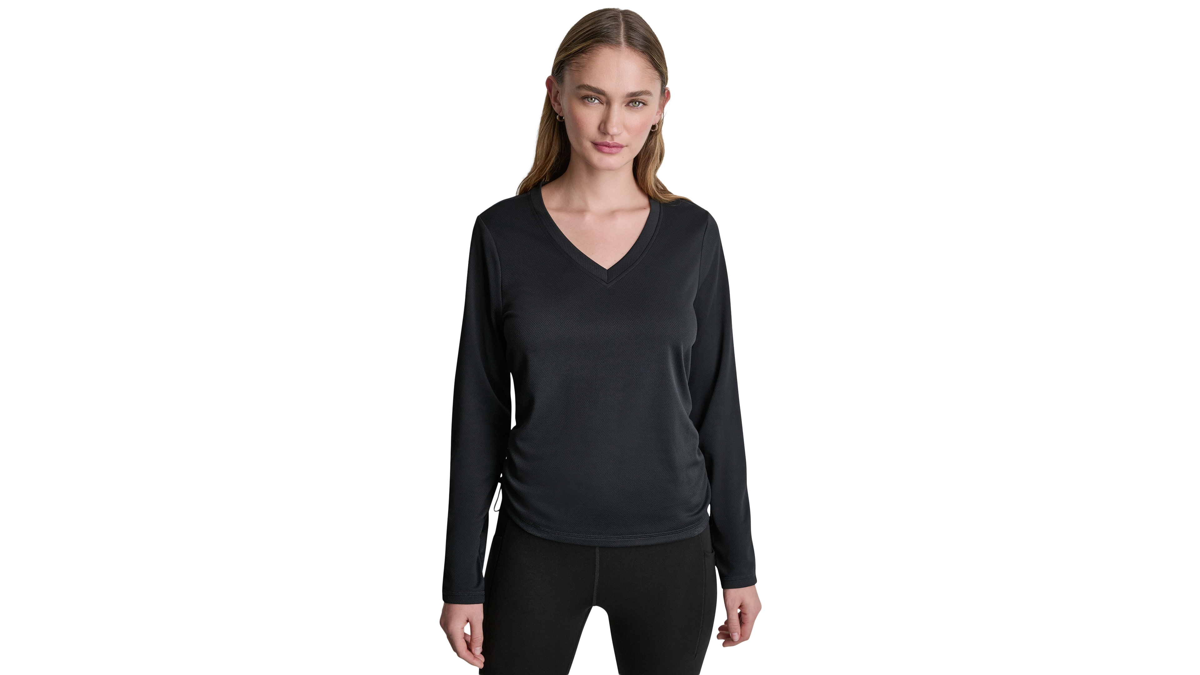 Dkny Sport Women's Long-Sleeve Ruched Tech Top