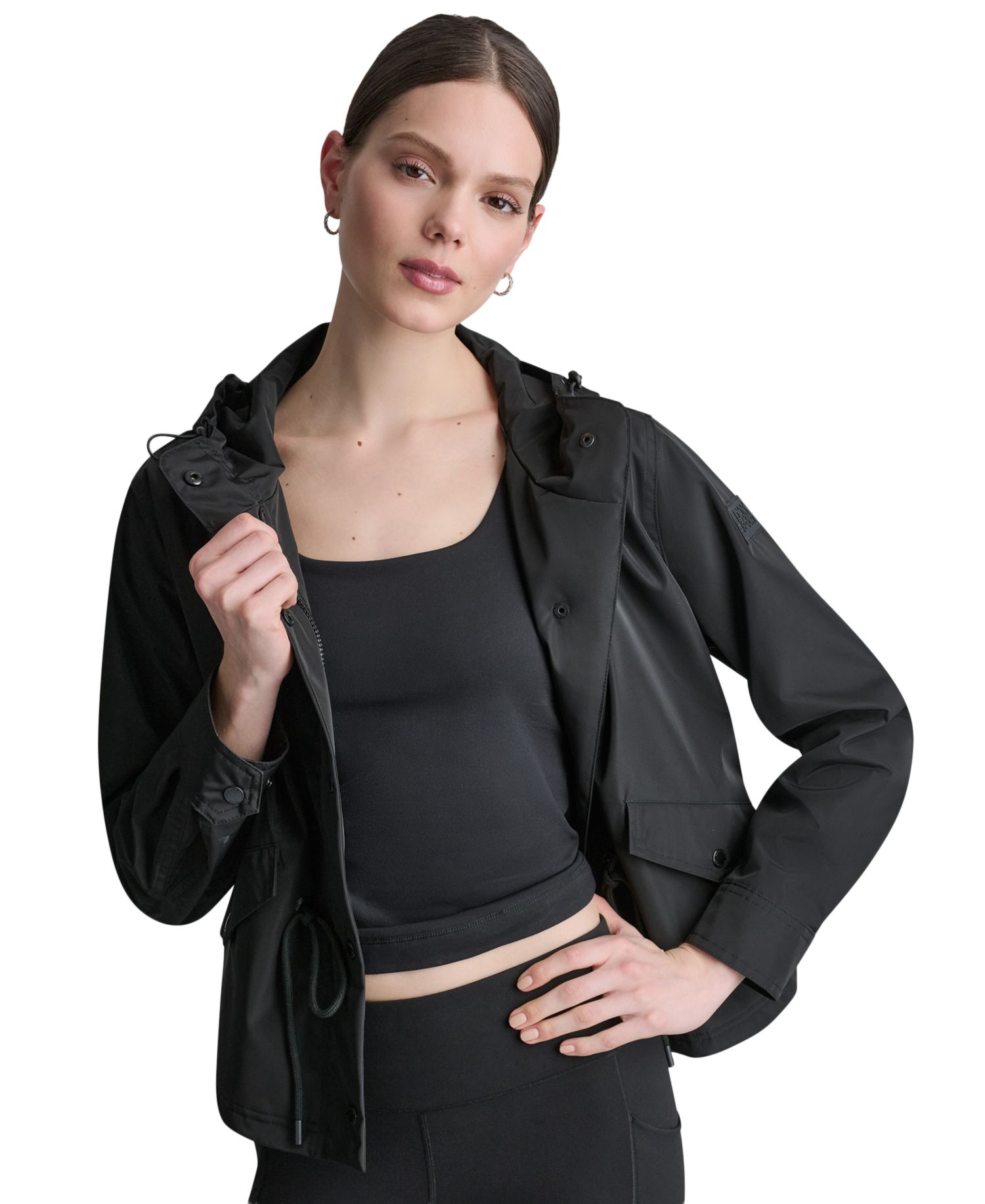 Women's Cropped High-Low Hooded Jacket