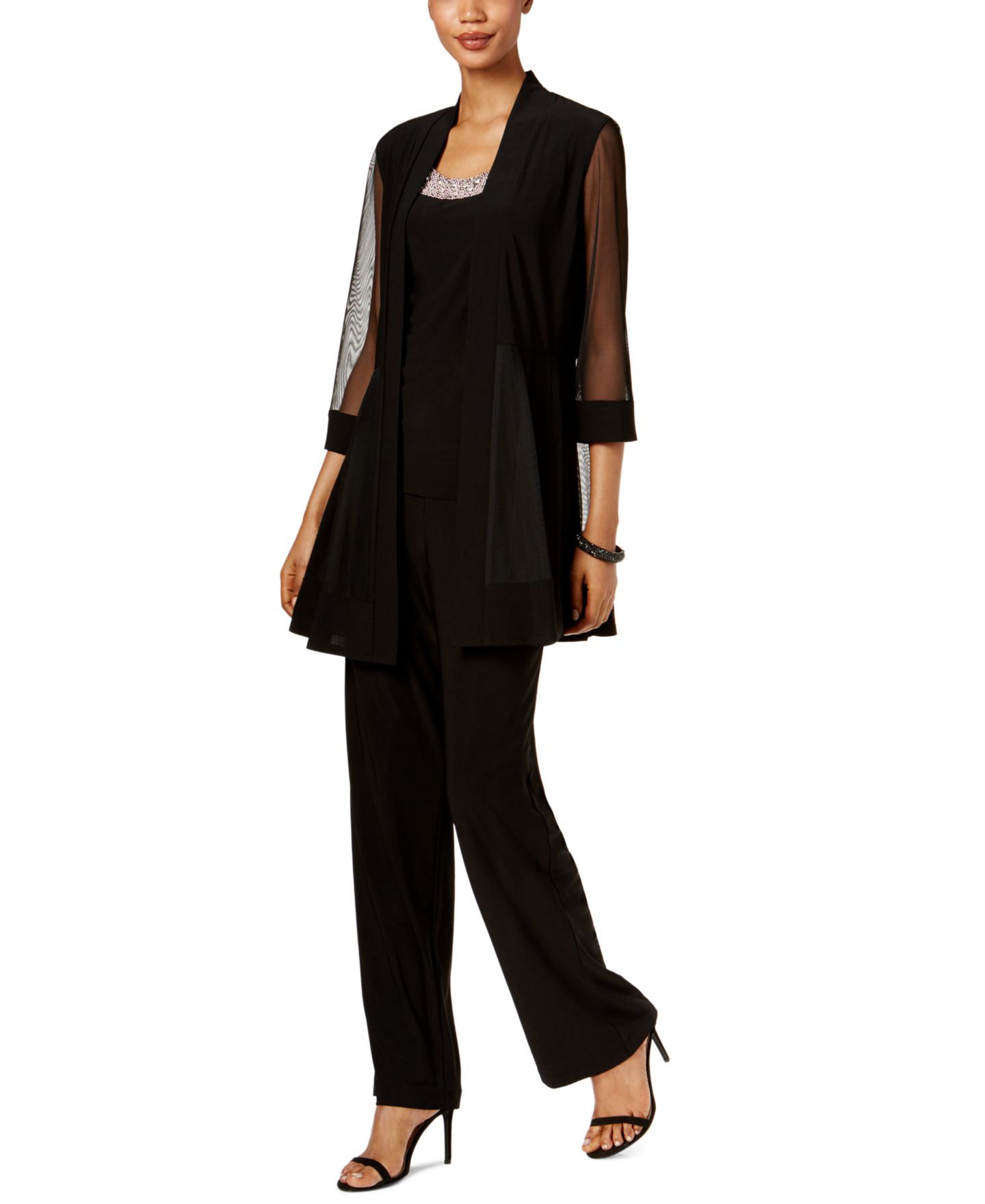 Женский комплект R & M Richards Petite 2-Piece Jacket Top & Pants Set, цвет: Мерло — фото 4