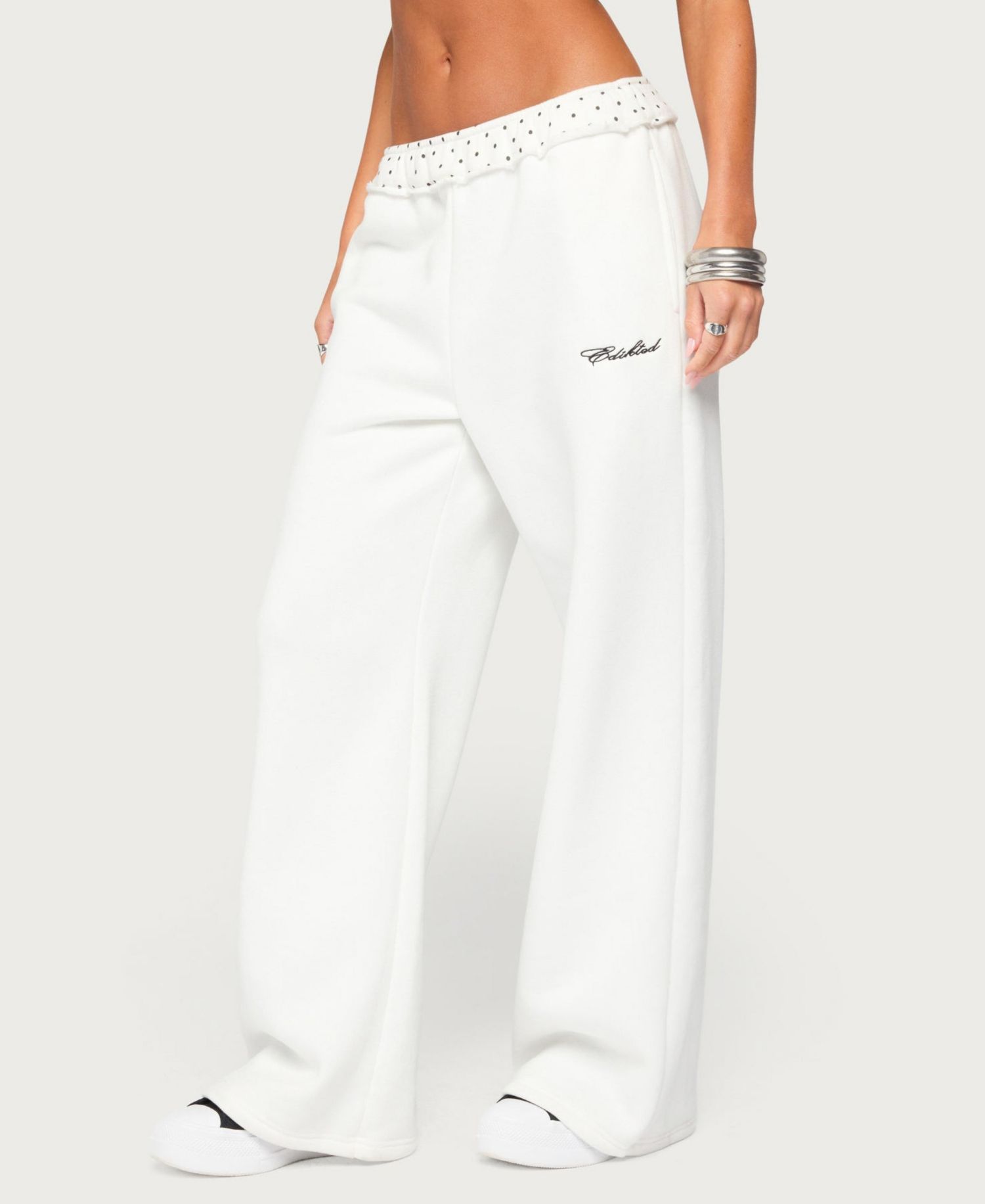 Women's Deila Polka-Dot Wide-Leg Sweatpants