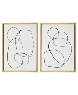 Sylvie Going in Circles Framed Textured Canvas Set by Teju Reval of SnazzyHues