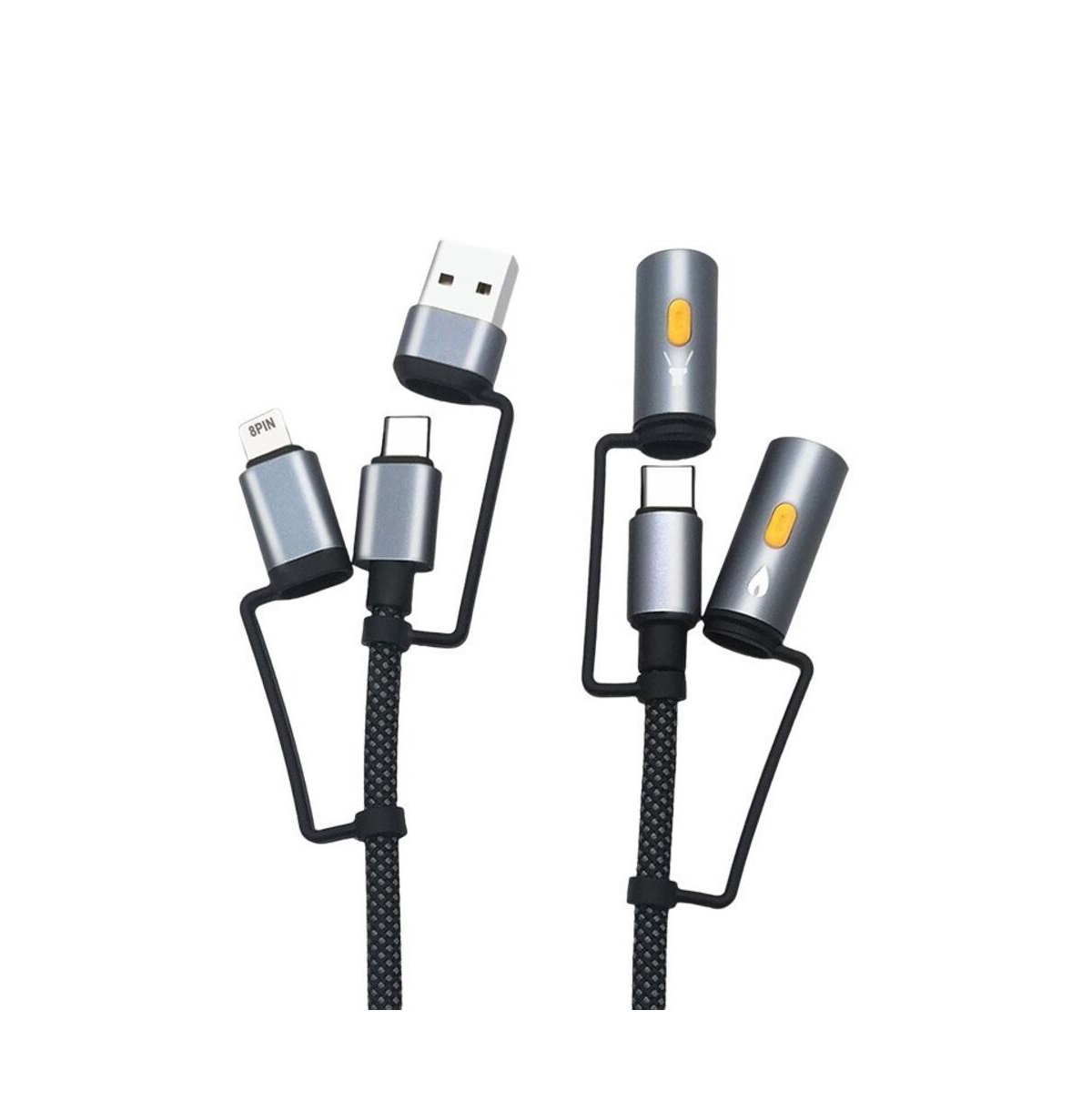 Artudatech 6-in-1 Rugged 240W Fast Charge Charging Cable Compatible with Usb-c Devices - Black