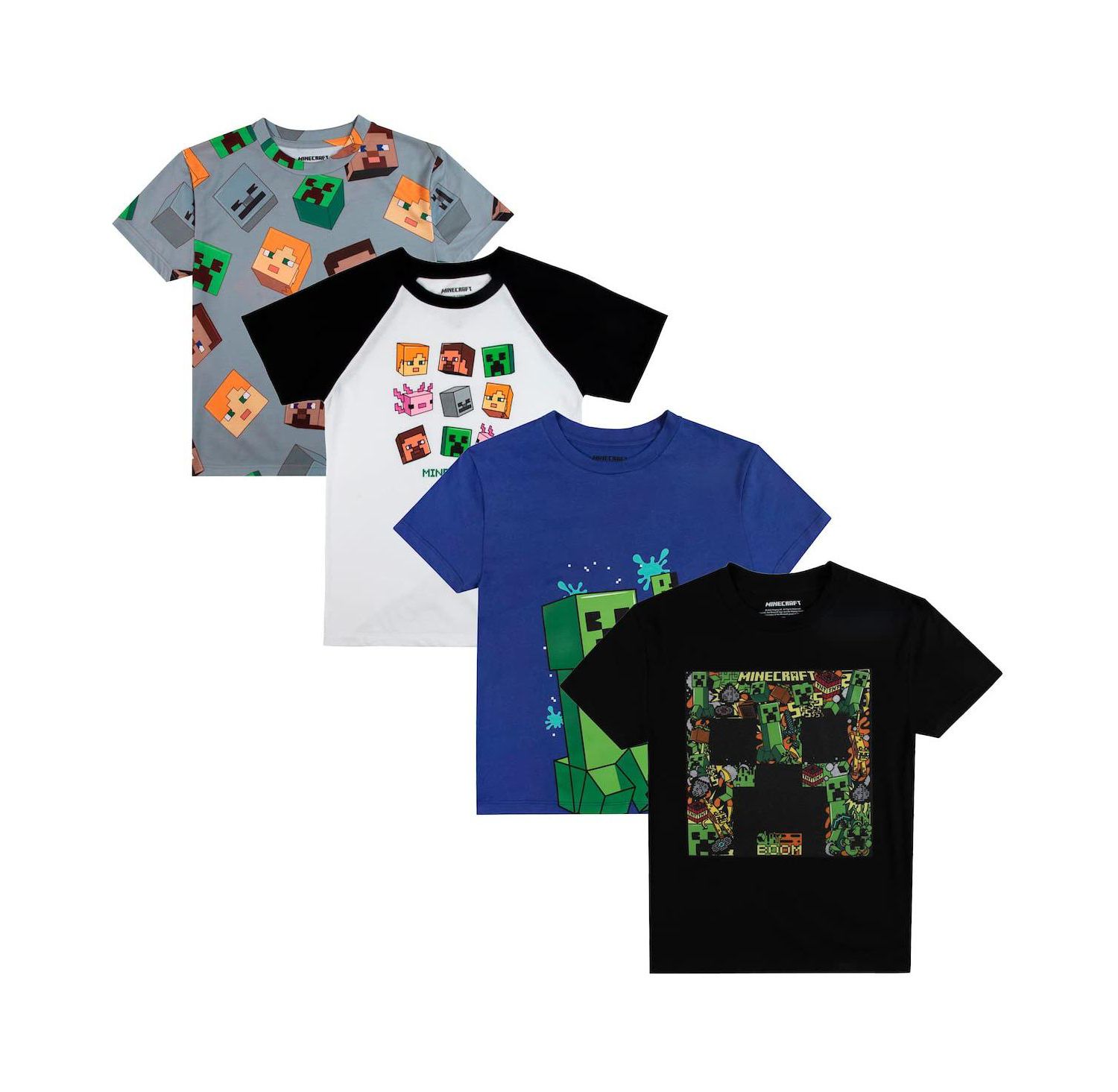 Big Boys Creepers And Character Heads Crew Neck Short Sleeve 4pk Tees-XL