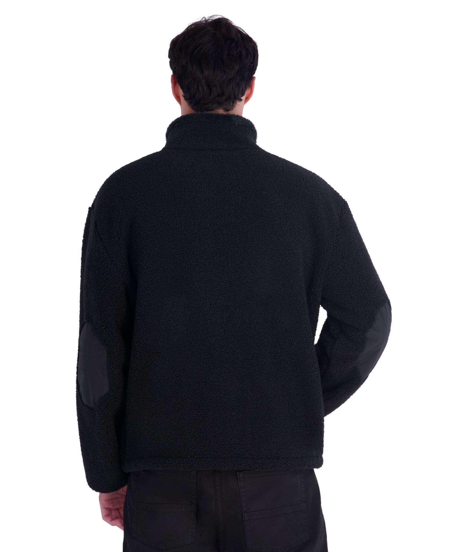 Mens's Mixed Media Sherpa Mock Neck Pullover